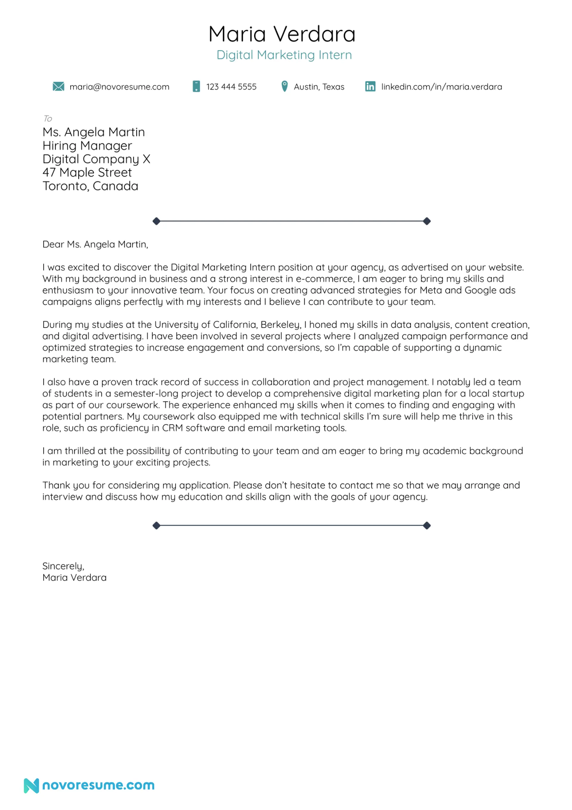 internship resume drafts internship cover letter