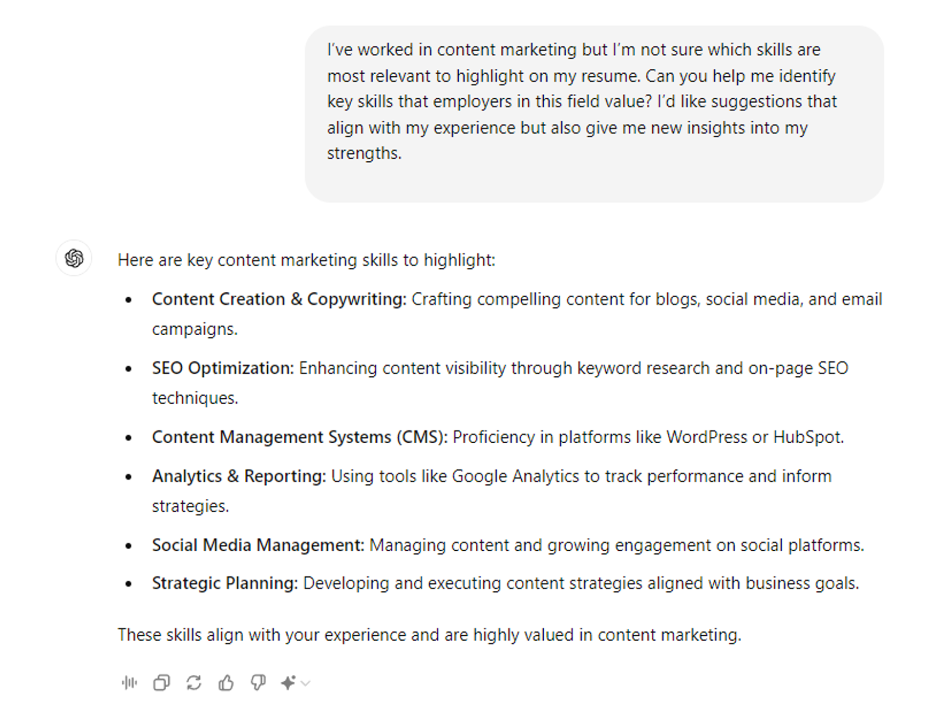 is using chatgpt for resume bad drafts Brainstorm Relevant Skills with chatgpt for