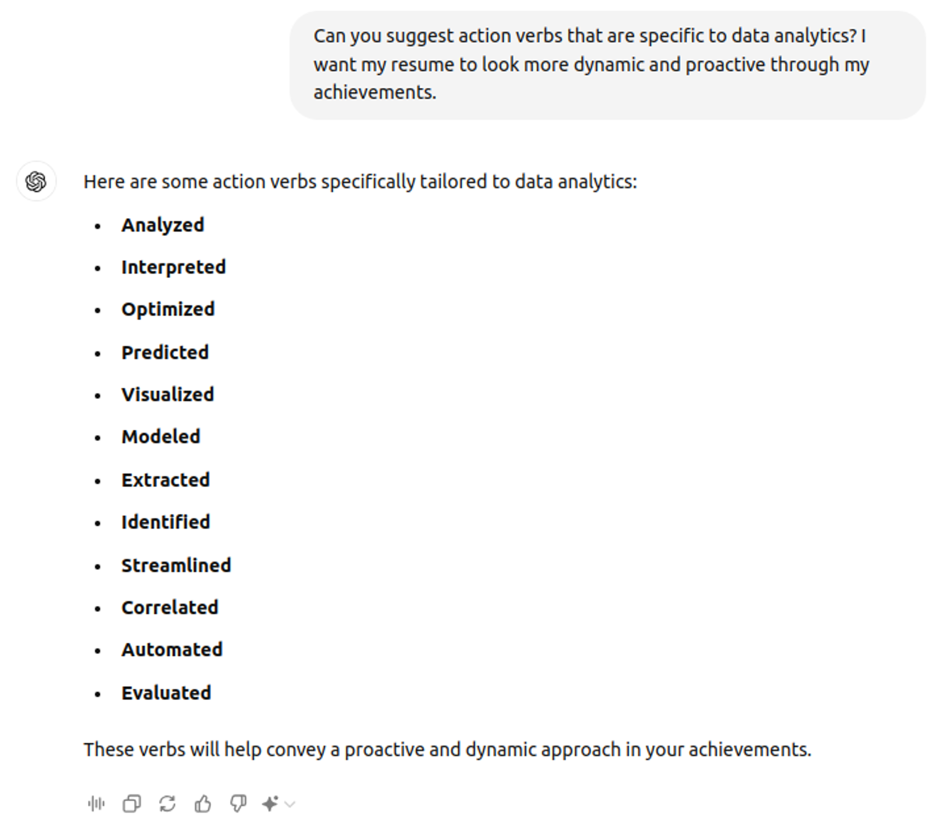 is using chatgpt for resume bad drafts Find Appropriate Action Verbs for resume with