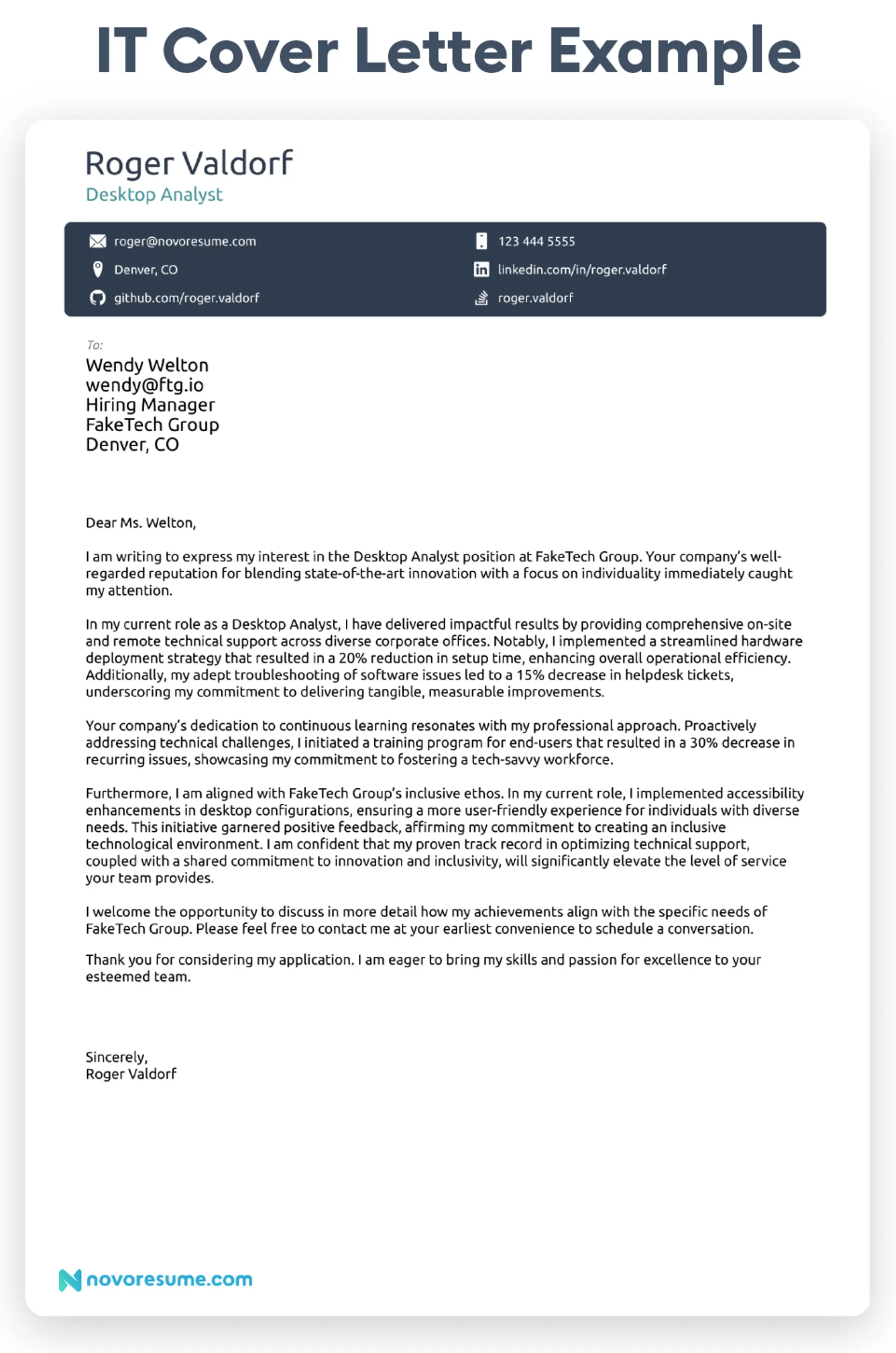 it cover letter examples drafts IT Cover Letter