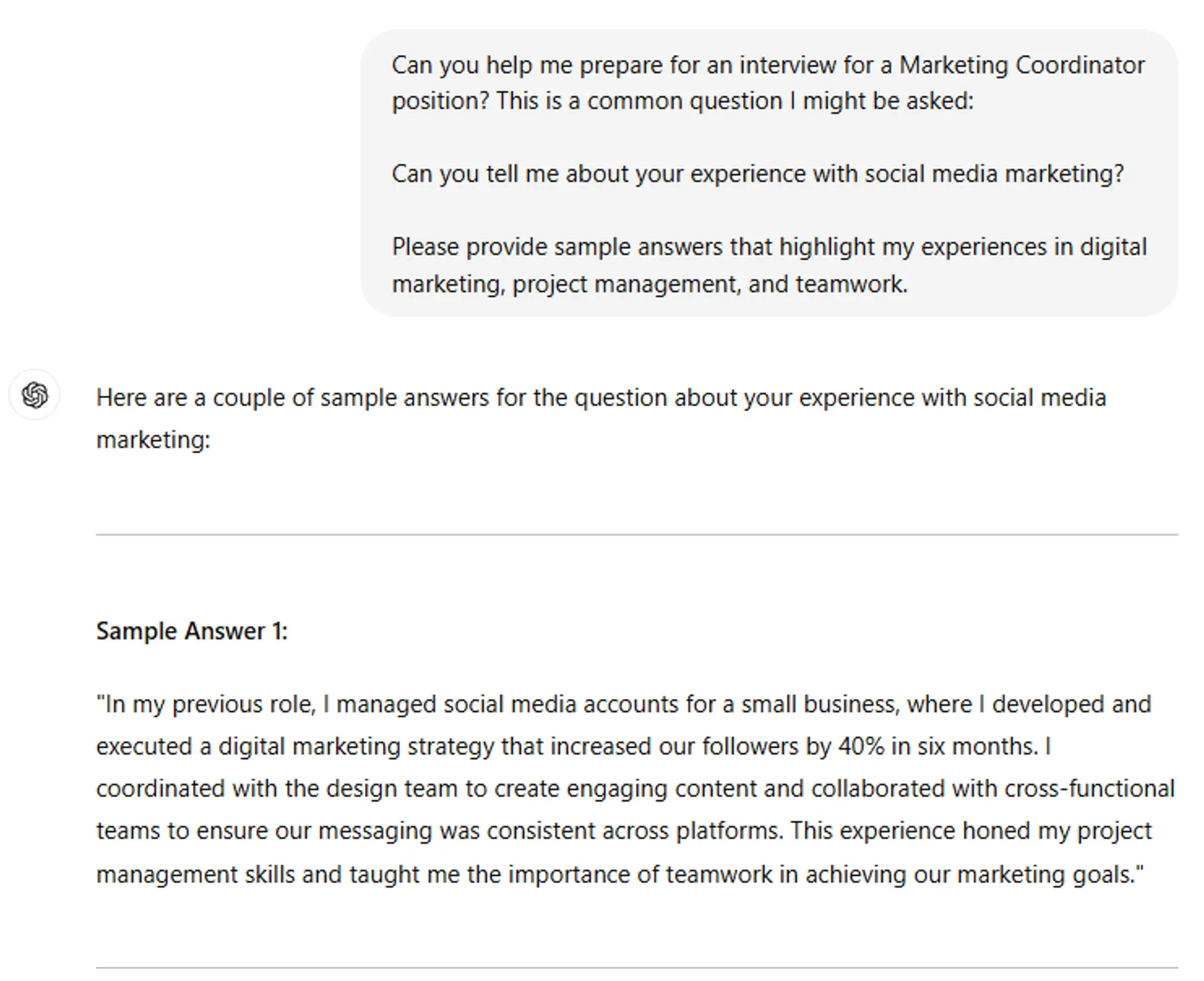 job resources daca students drafts practical ChatGPT example for job interview prep in digital