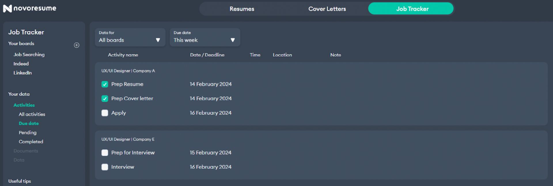 job tracker drafts job tracker step
