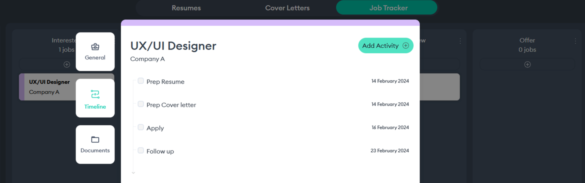 job tracker drafts job tracker step