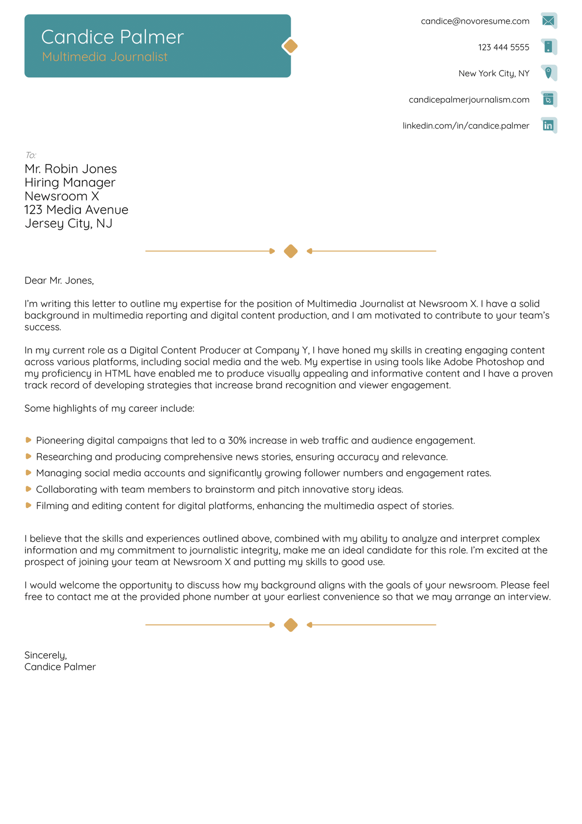 journalist cover letter examples drafts Journalist Cover Letter