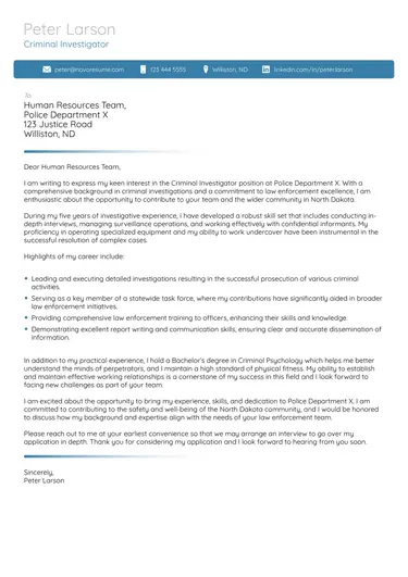 Law Enforcement Cover Letter