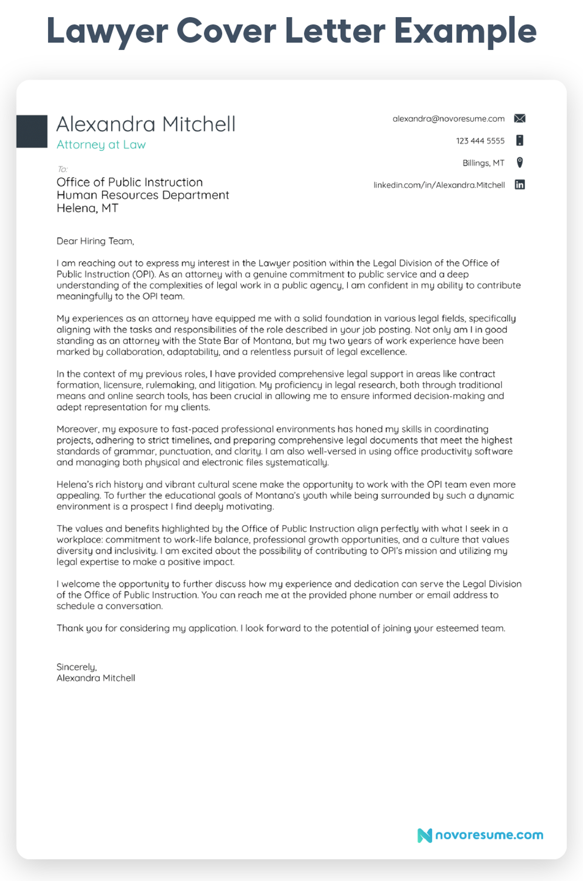 lawyer cover letter examples drafts Lawyer Cover Letter