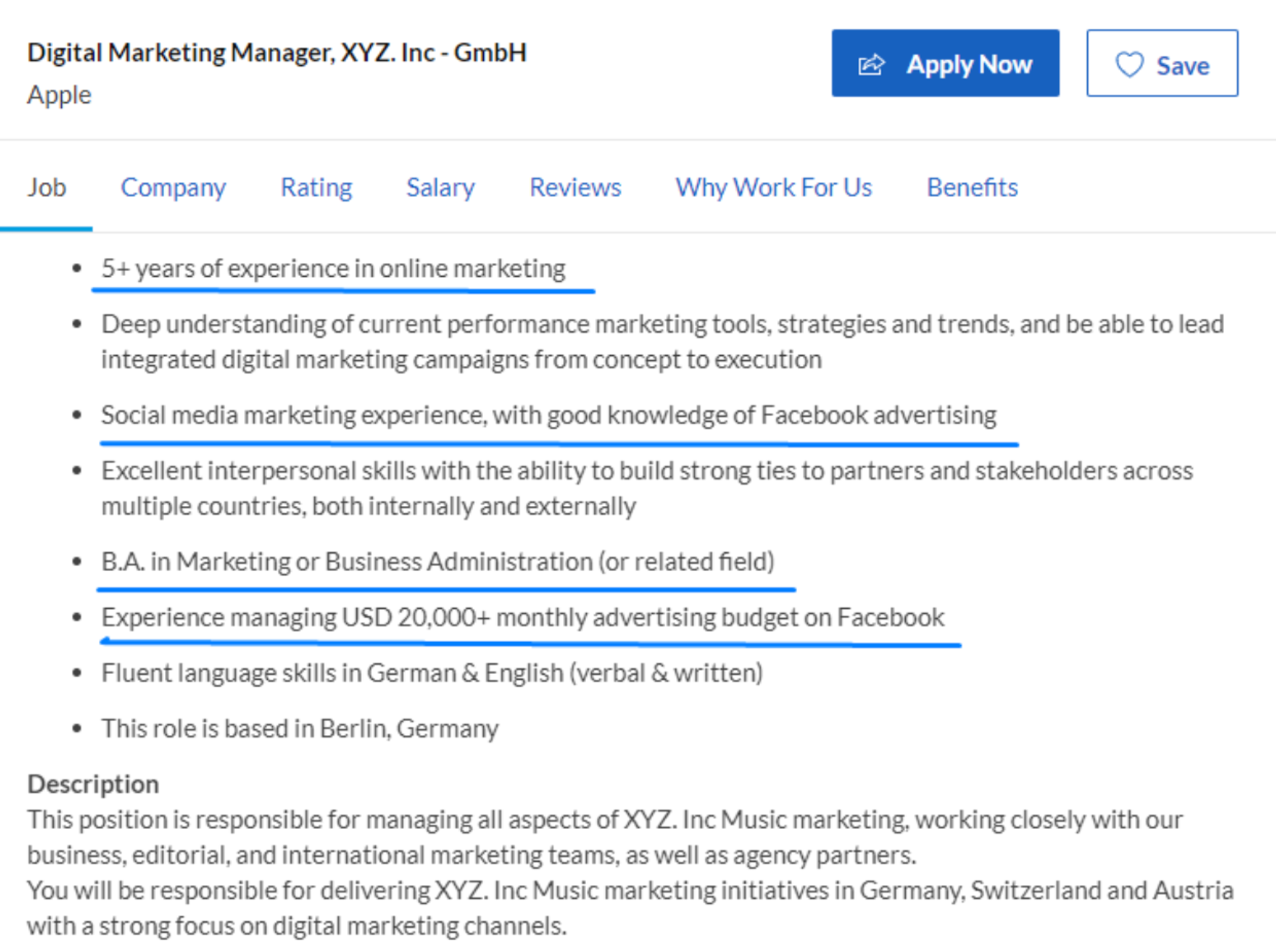 linkedin profile tips drafts keywords on job ad