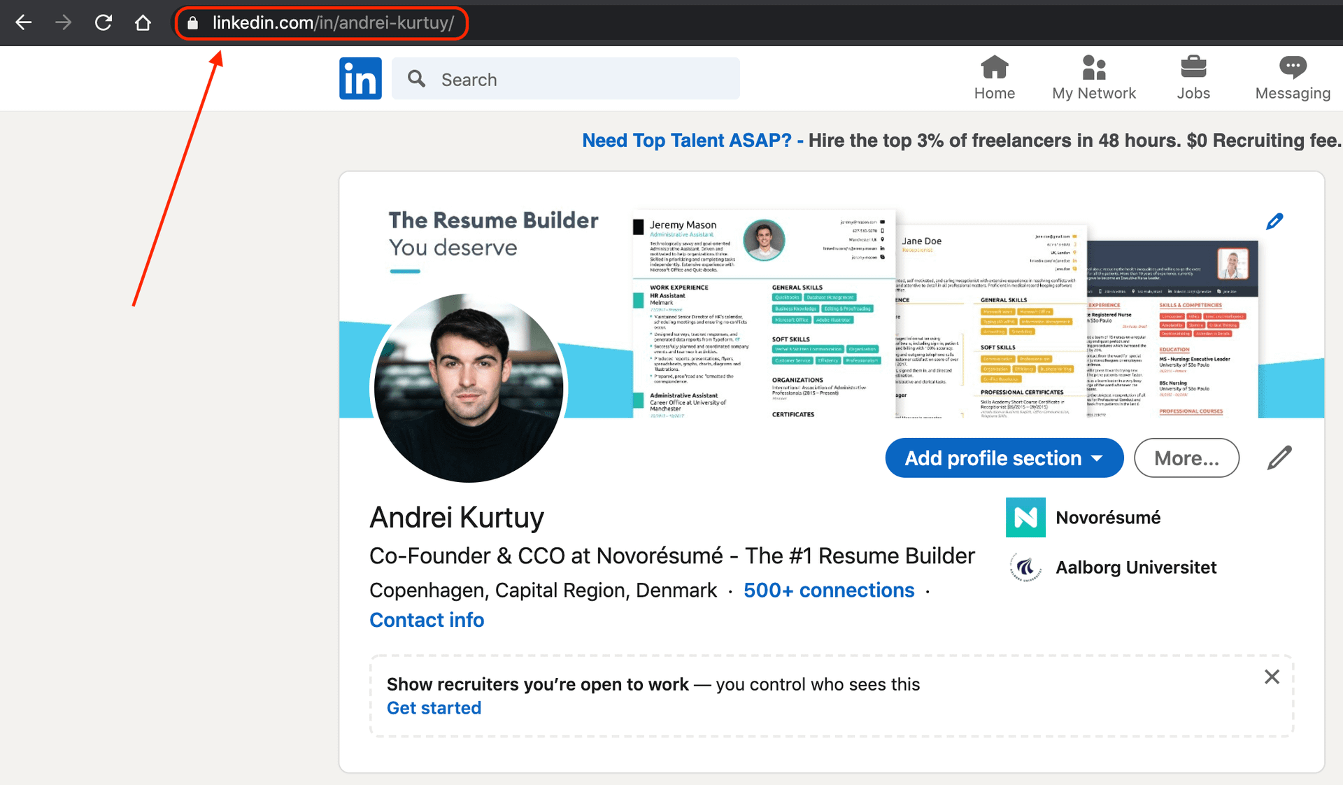 linkedin profile tips drafts linkedin custom profile url