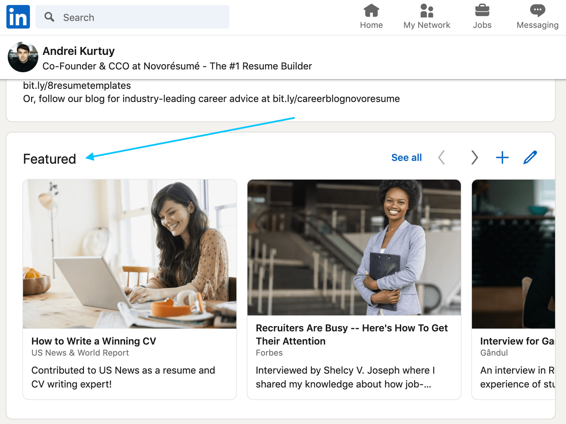 linkedin profile tips drafts linkedin featured