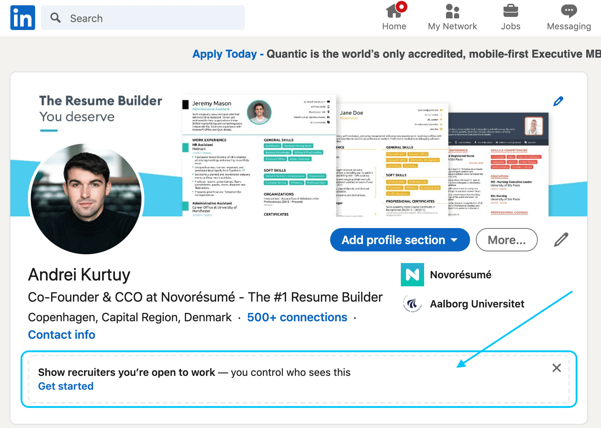 linkedin profile tips drafts open to work linkedin