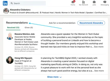 recommendations linkedin