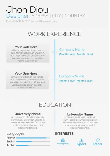 Experience Oriented Resume