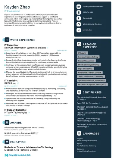 mixed modern resume