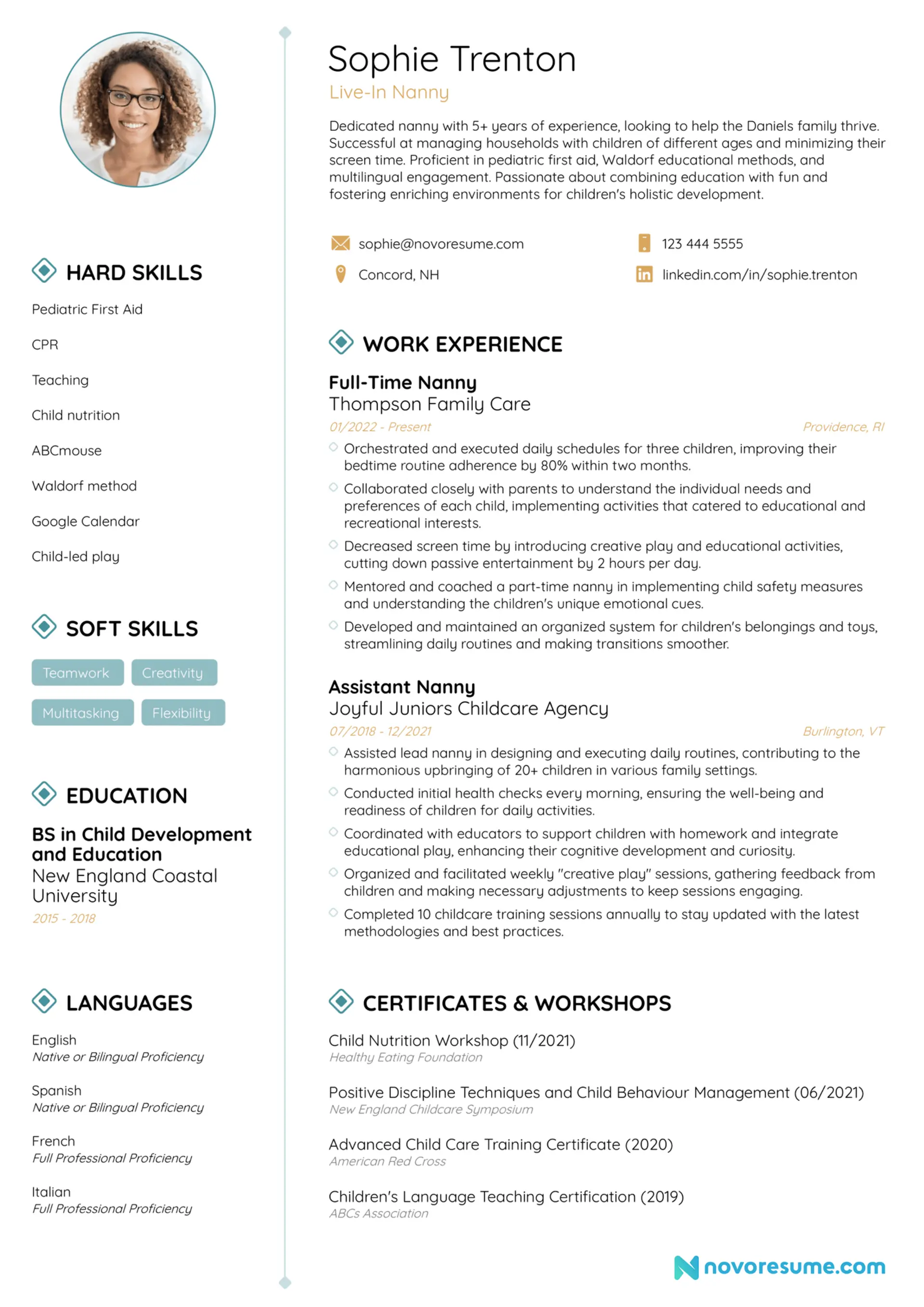 nanny resume example drafts Nanny Resume