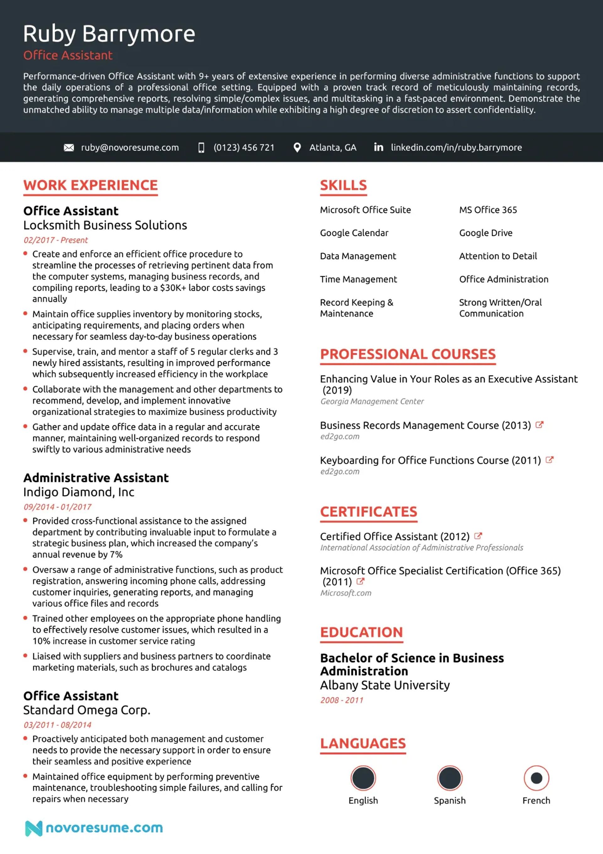 new year new resume drafts new Office Assistant