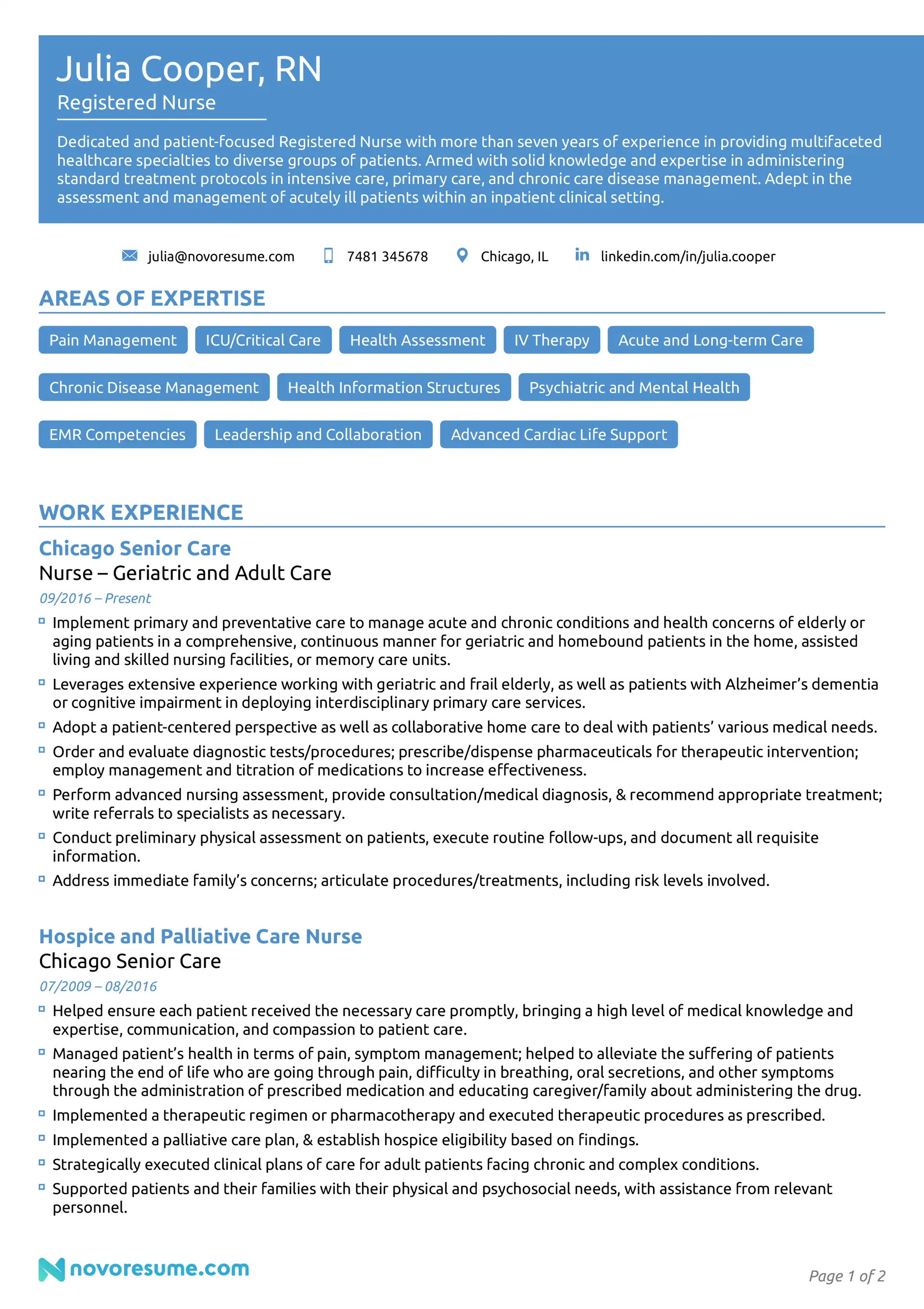 nurse resume example novoresume drafts registered nurse resume example page
