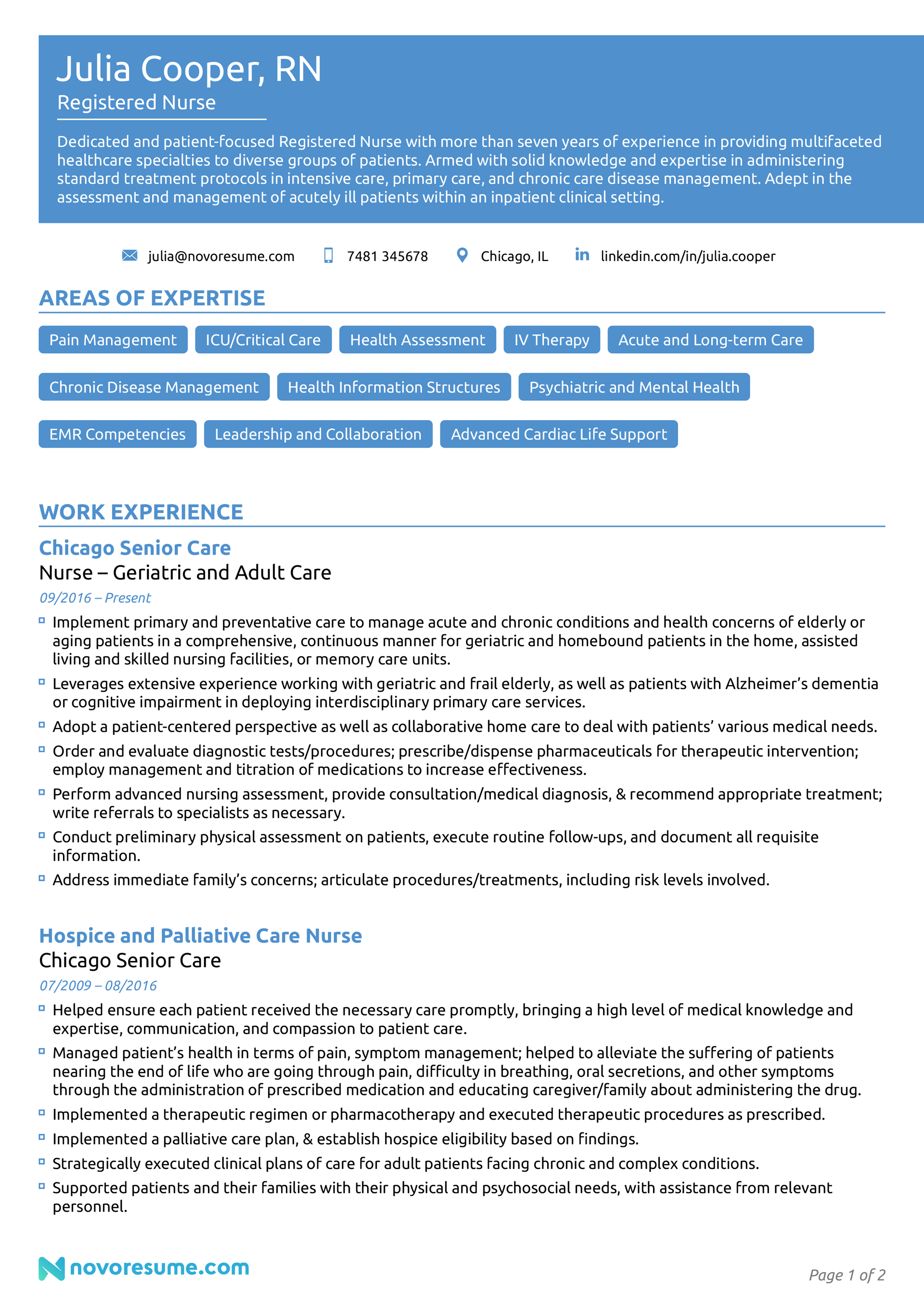 nurse resume example novoresume drafts registered nurse resume example page