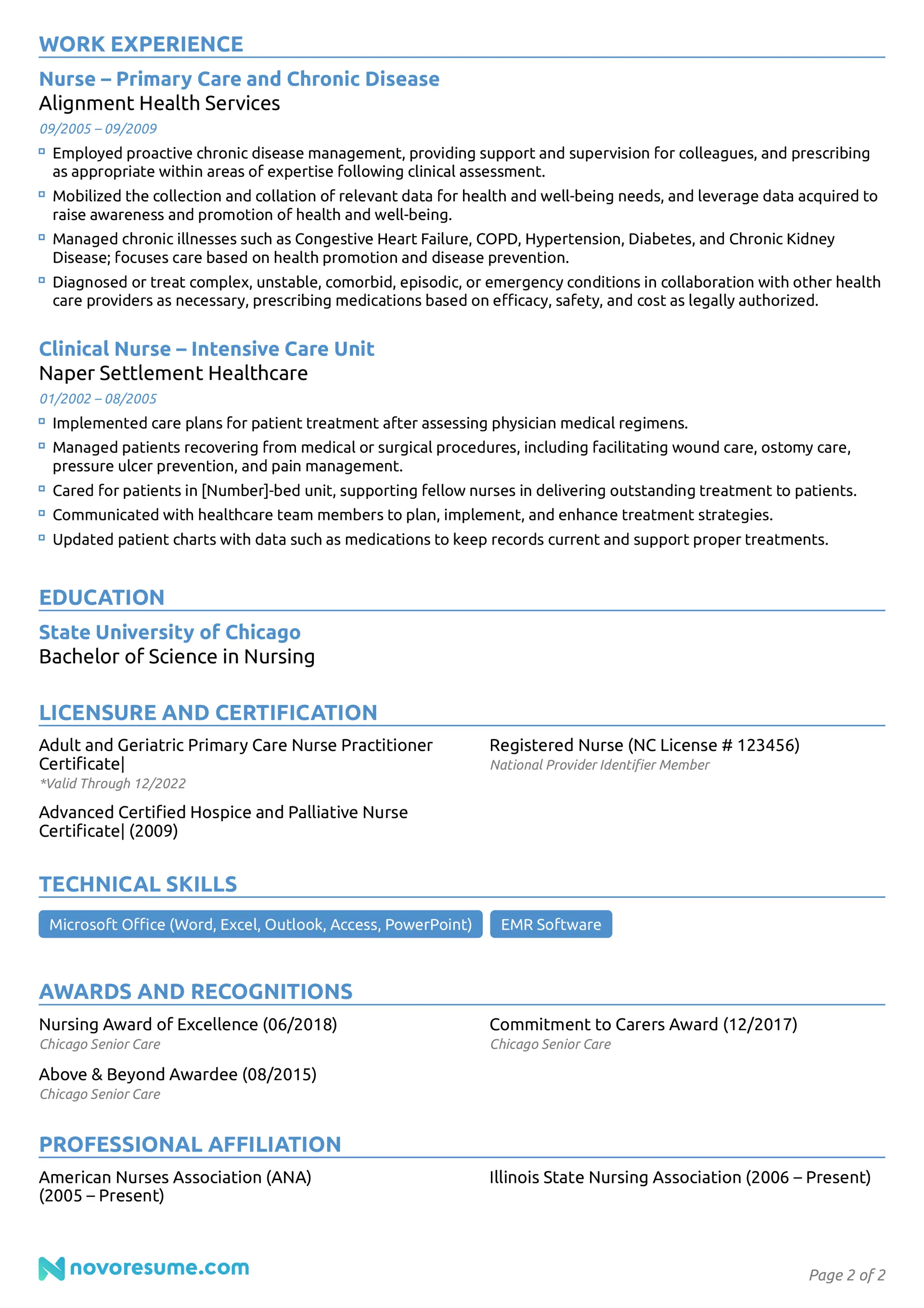 nurse resume example novoresume drafts registered nurse resume example page