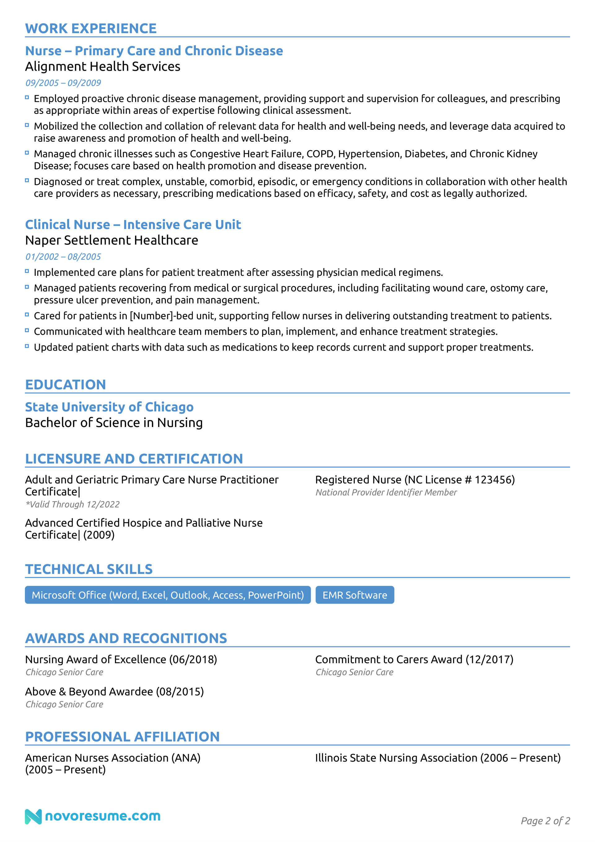 nurse resume example novoresume drafts registered nurse resume example page