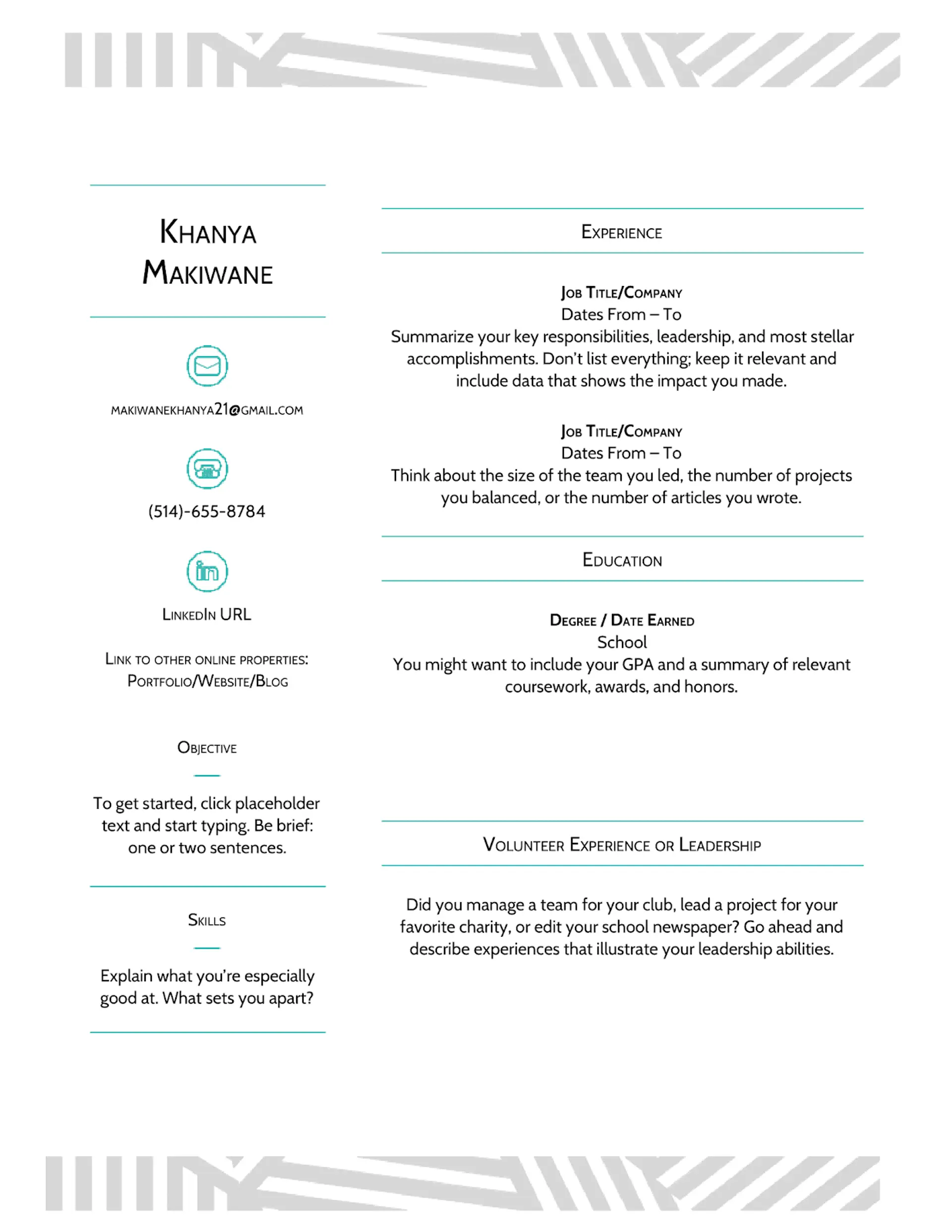 one page resume drafts google doc one page