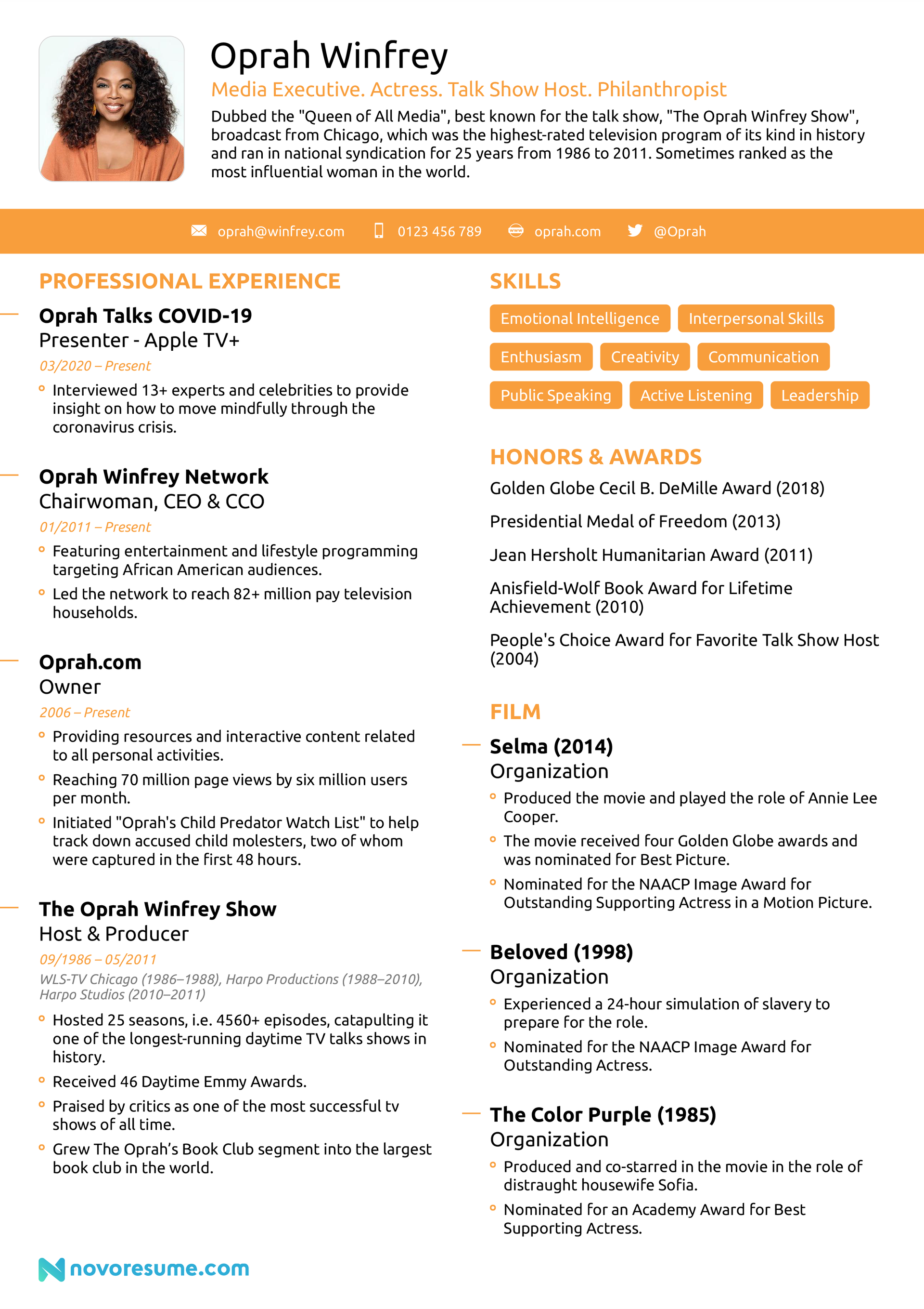 oprah winfrey resume drafts oprah winfrey