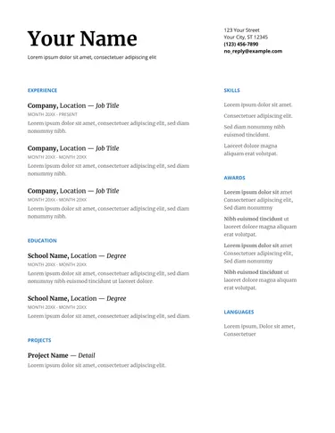 Serif Google Docs Resume