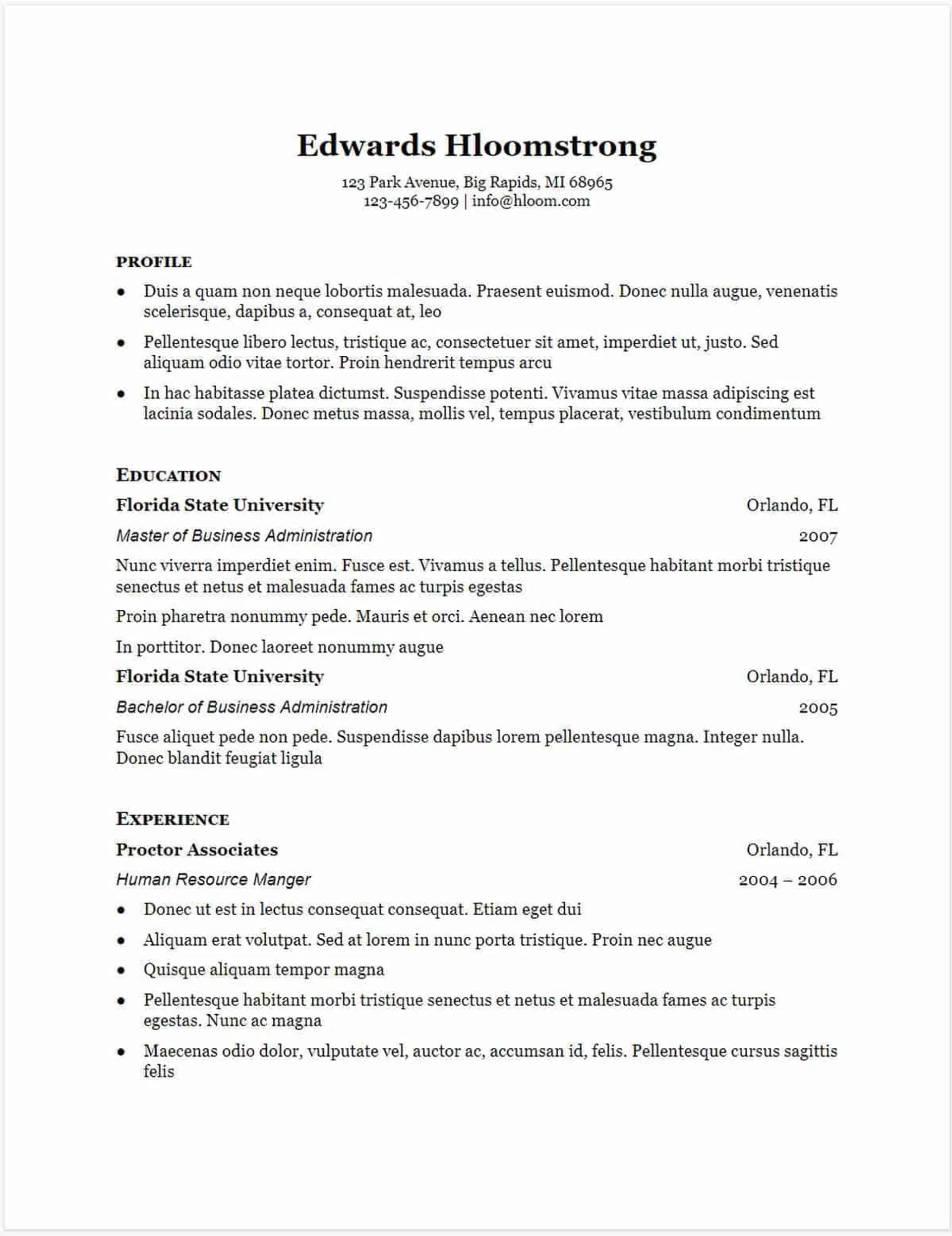 pdf doc cv drafts Traditional Elegance Google Docs Resume