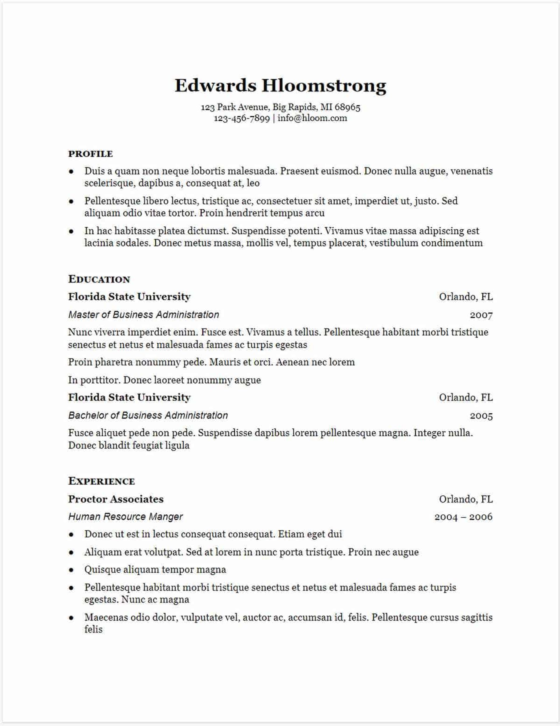 pdf doc cv drafts Traditional Elegance Google Docs Resume