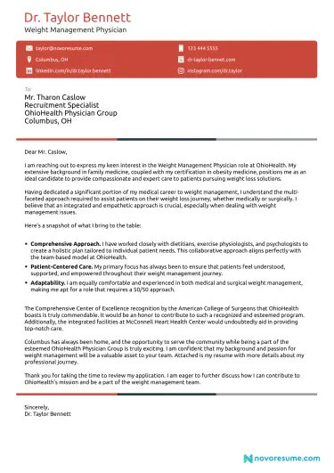 Physician Cover Letter