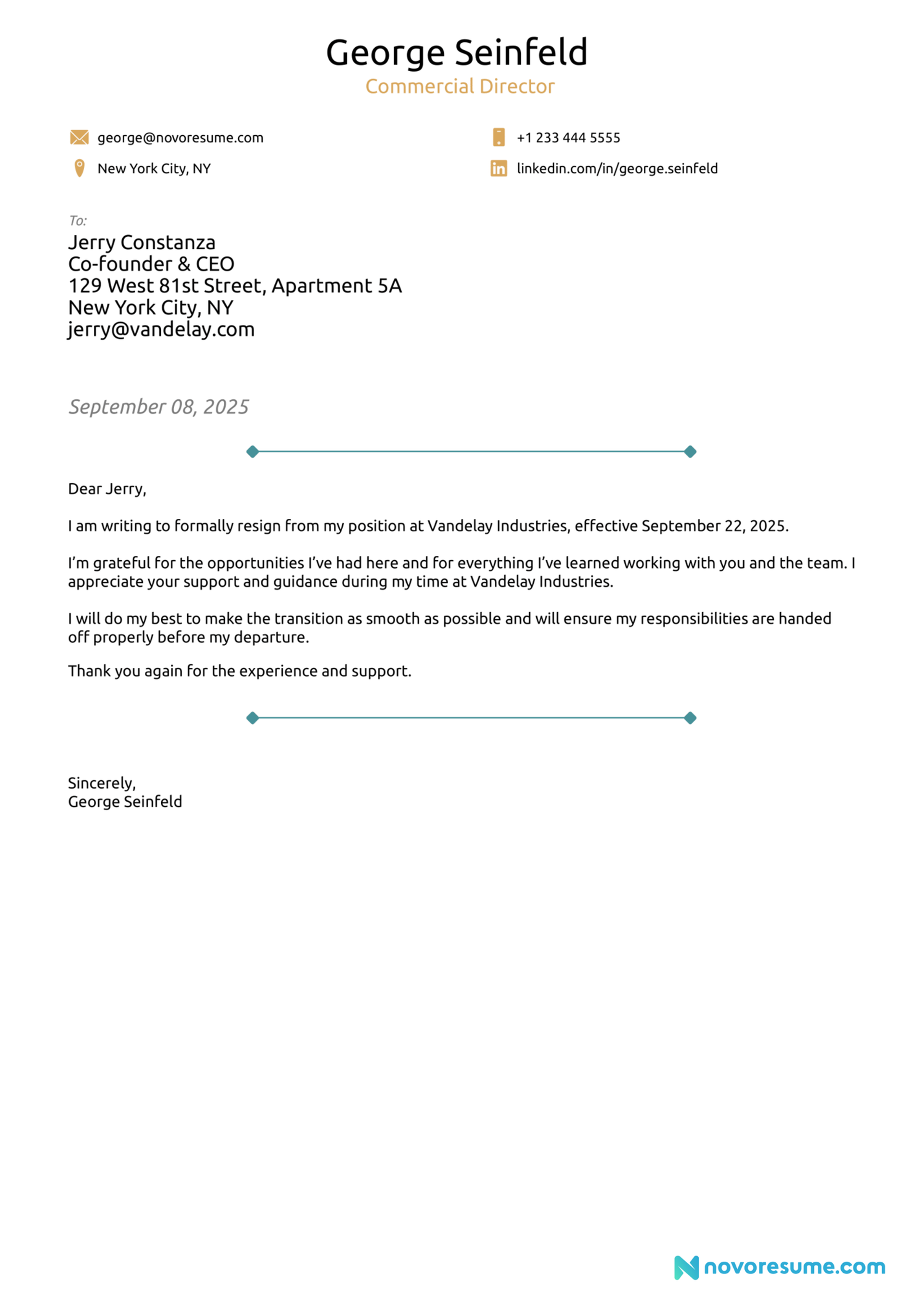 resignation letter examples drafts resignation letter