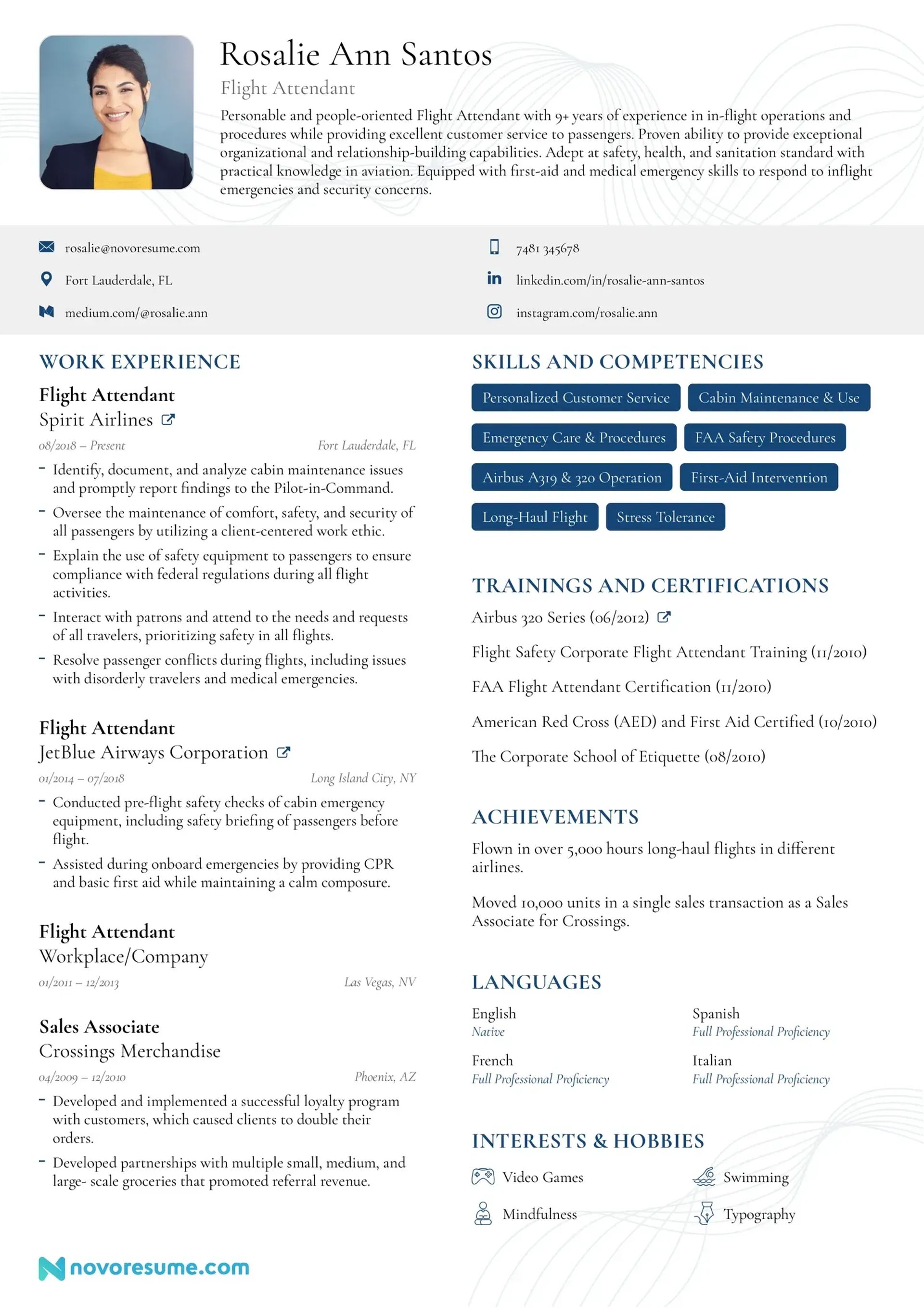 resume certifications drafts Certified Flight Attendant Resume