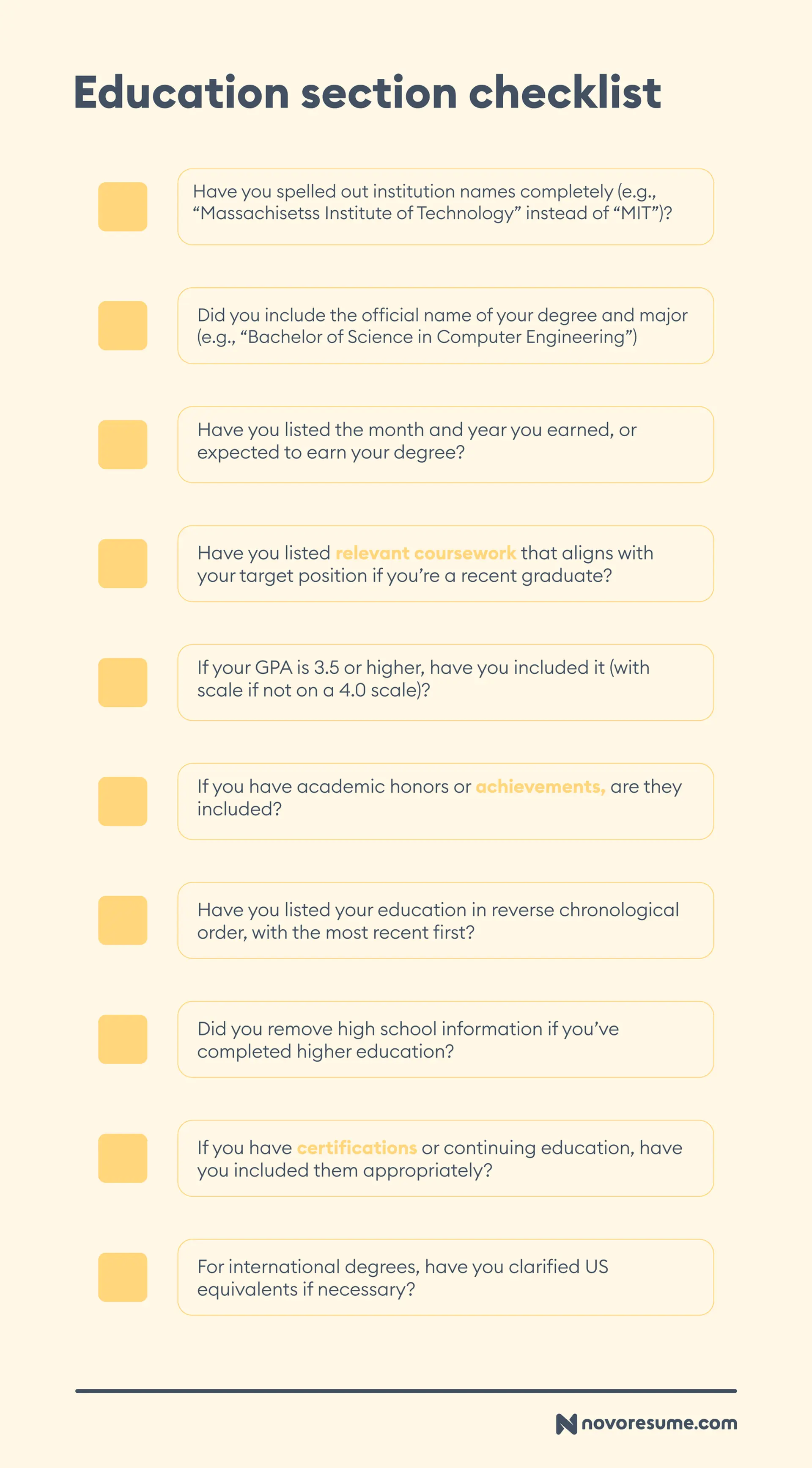 resume checklist drafts resume checklist