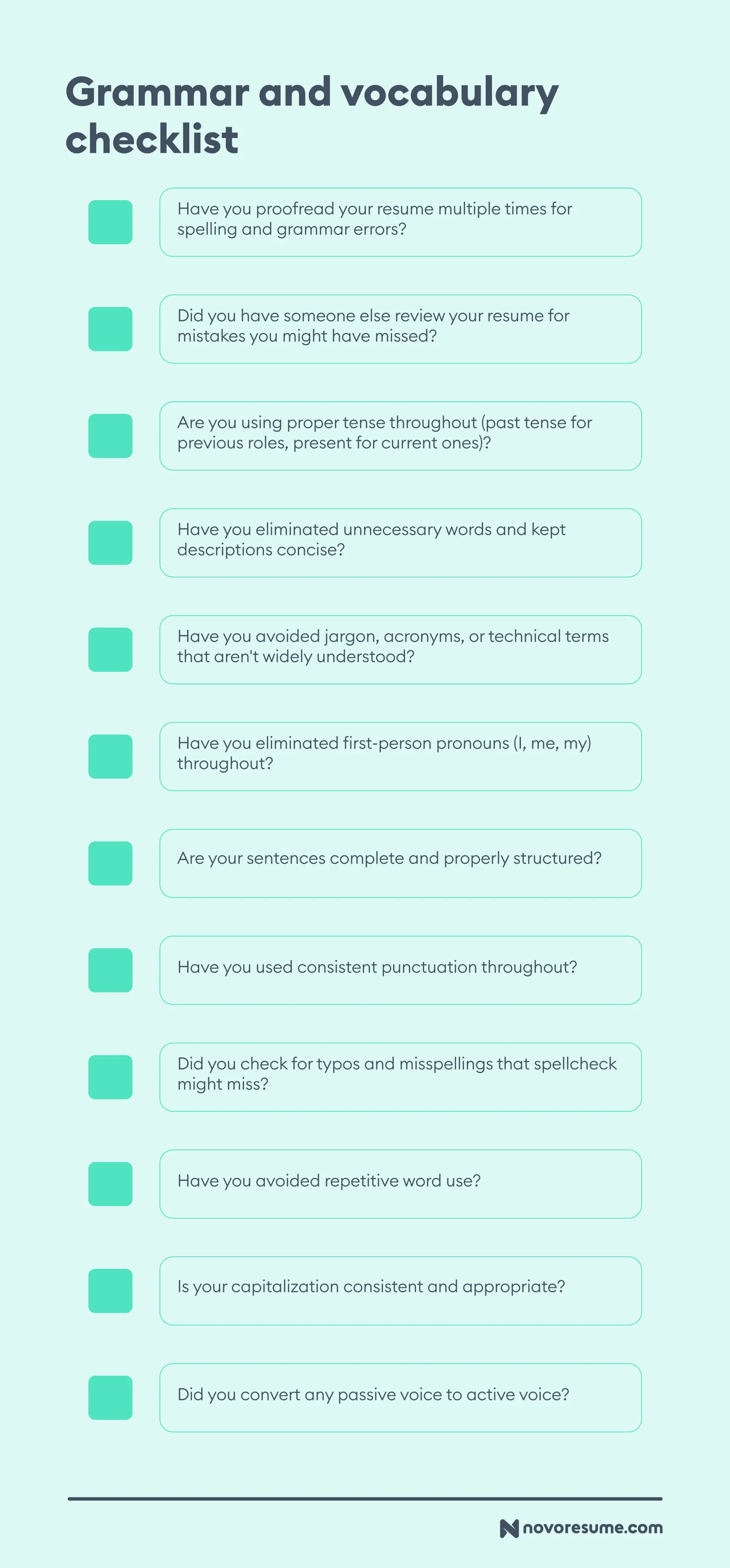 resume checklist drafts resume checklist grammar and