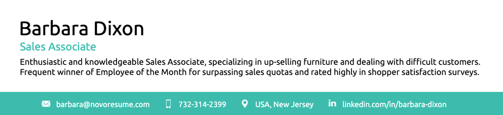 resume header drafts Sales Associate Resume Header