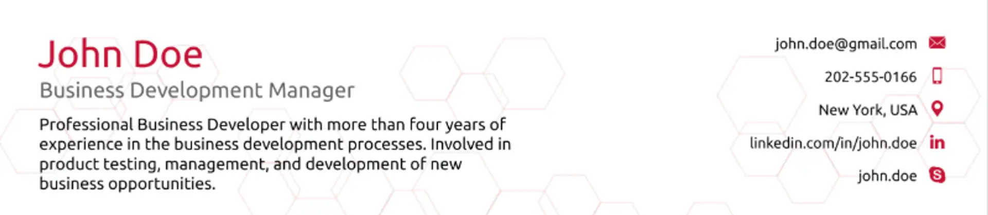 resume header drafts header for business development