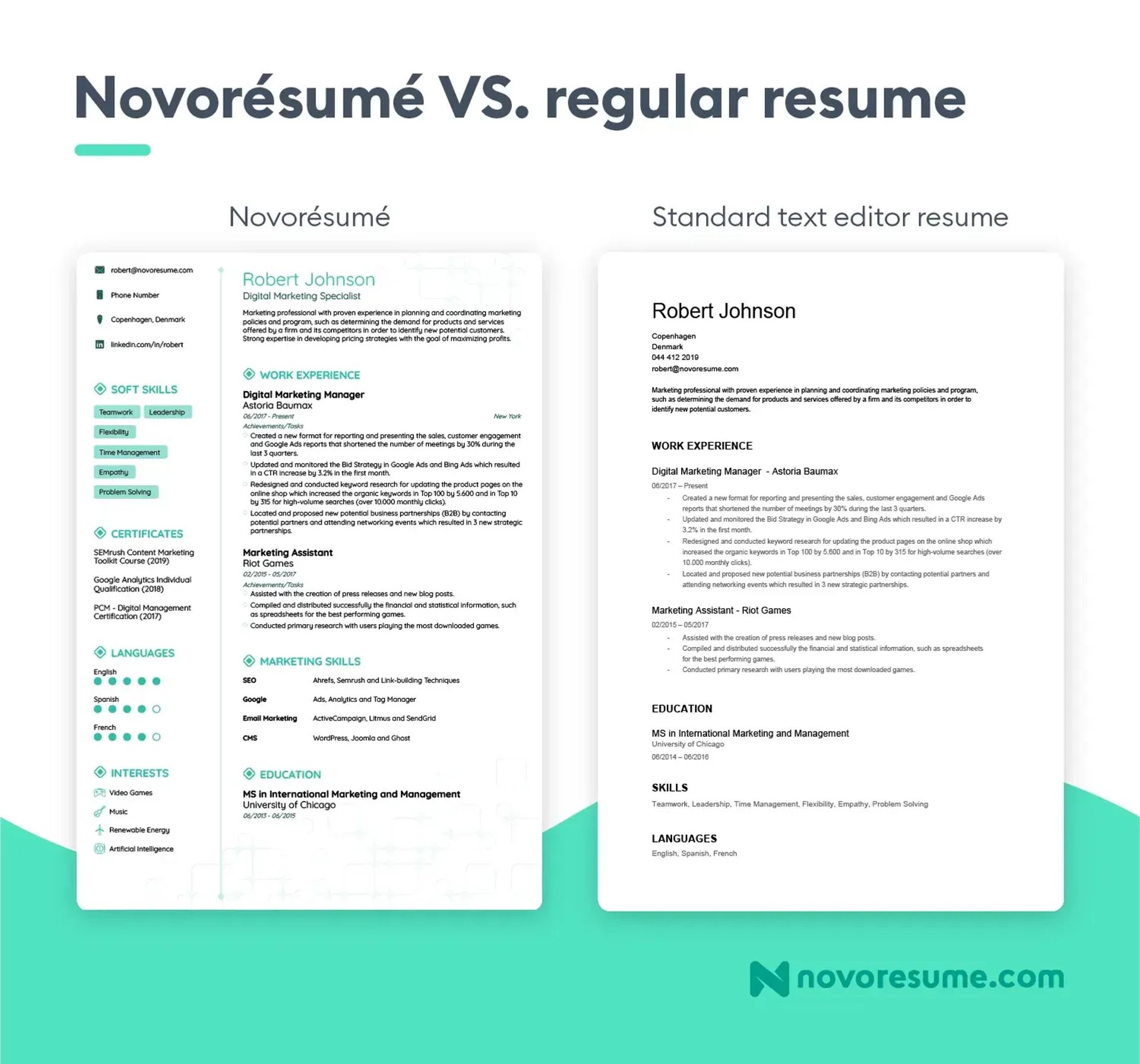 resume paper drafts novoresume vs regular