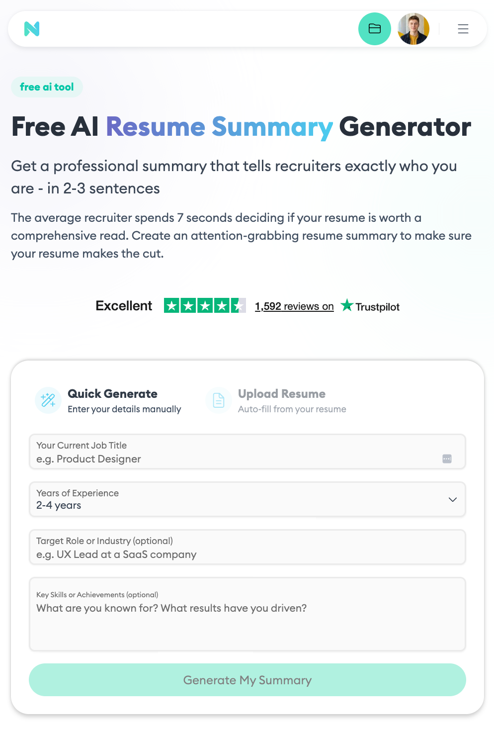 free resume summary generator