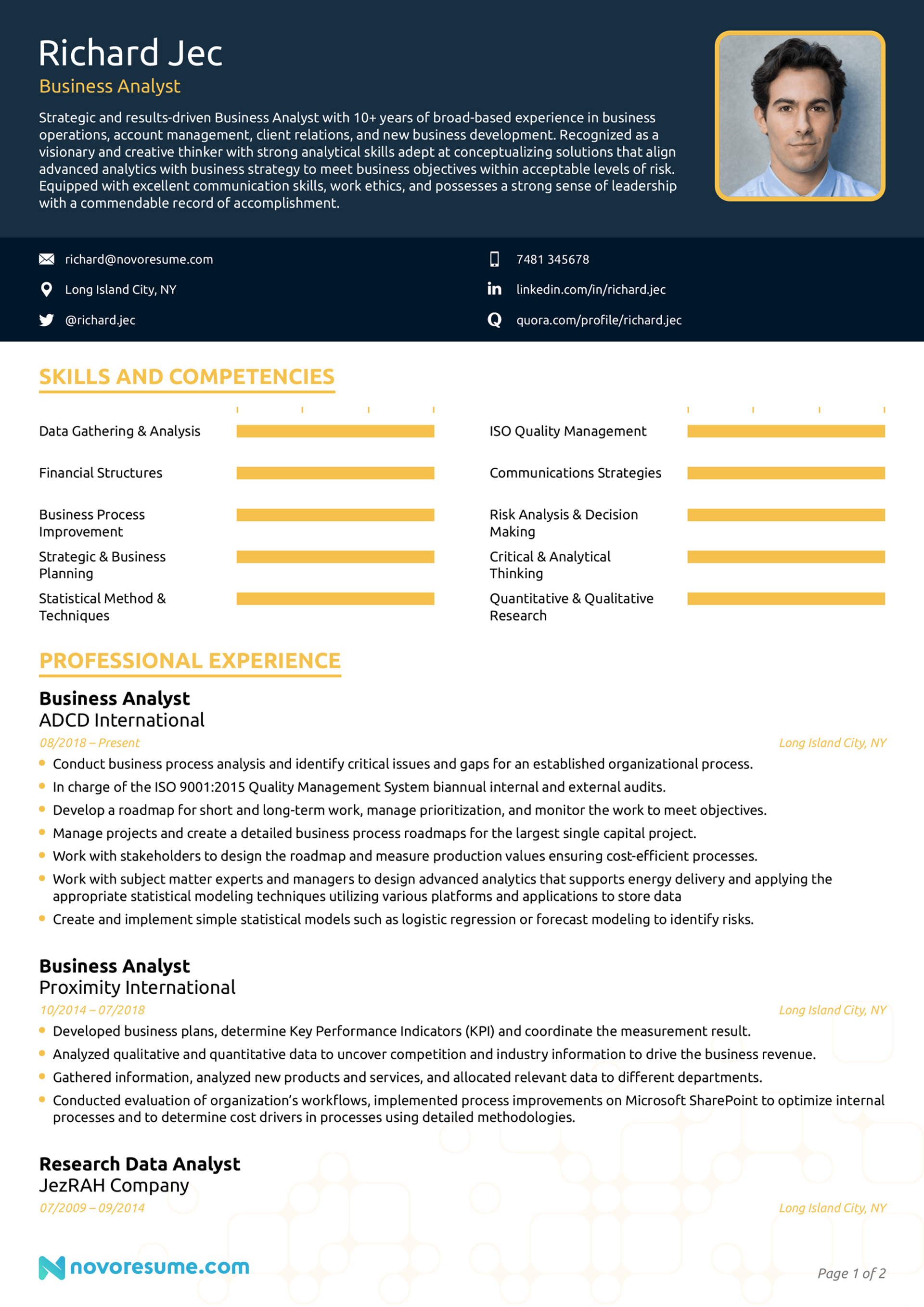 resume vs cover letter drafts Business Analyst Resume