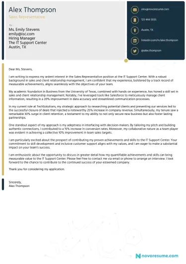 Sales Cover Letter