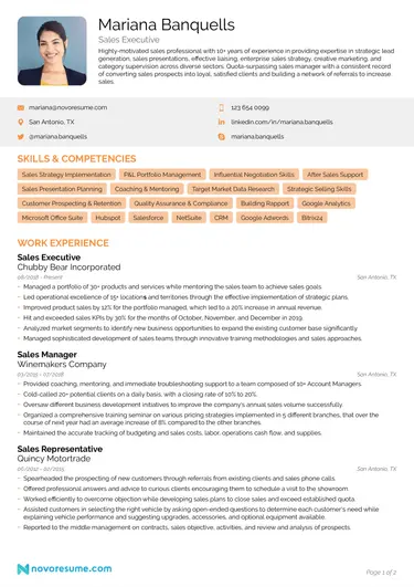sales resume