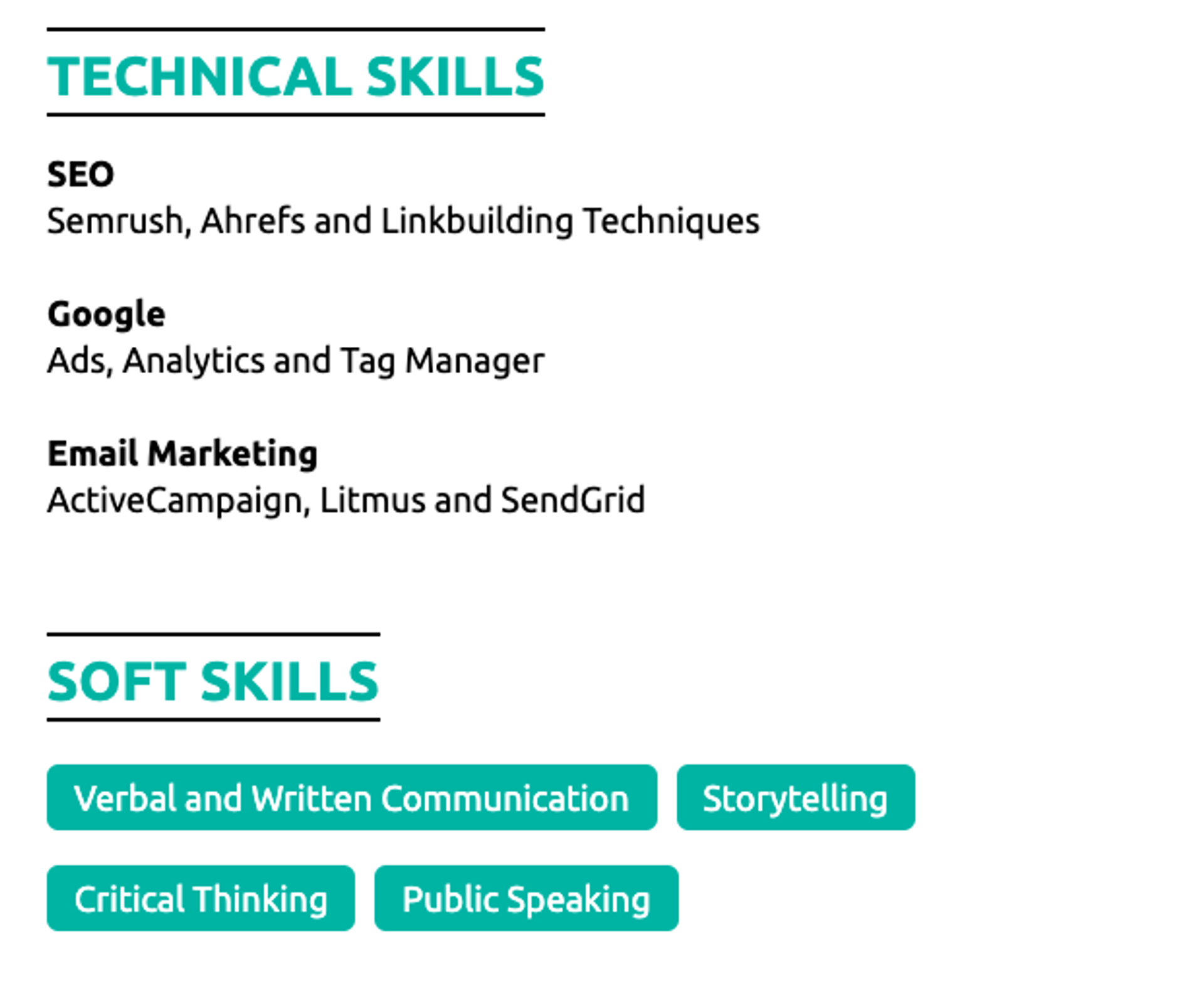 student resume drafts skills on student