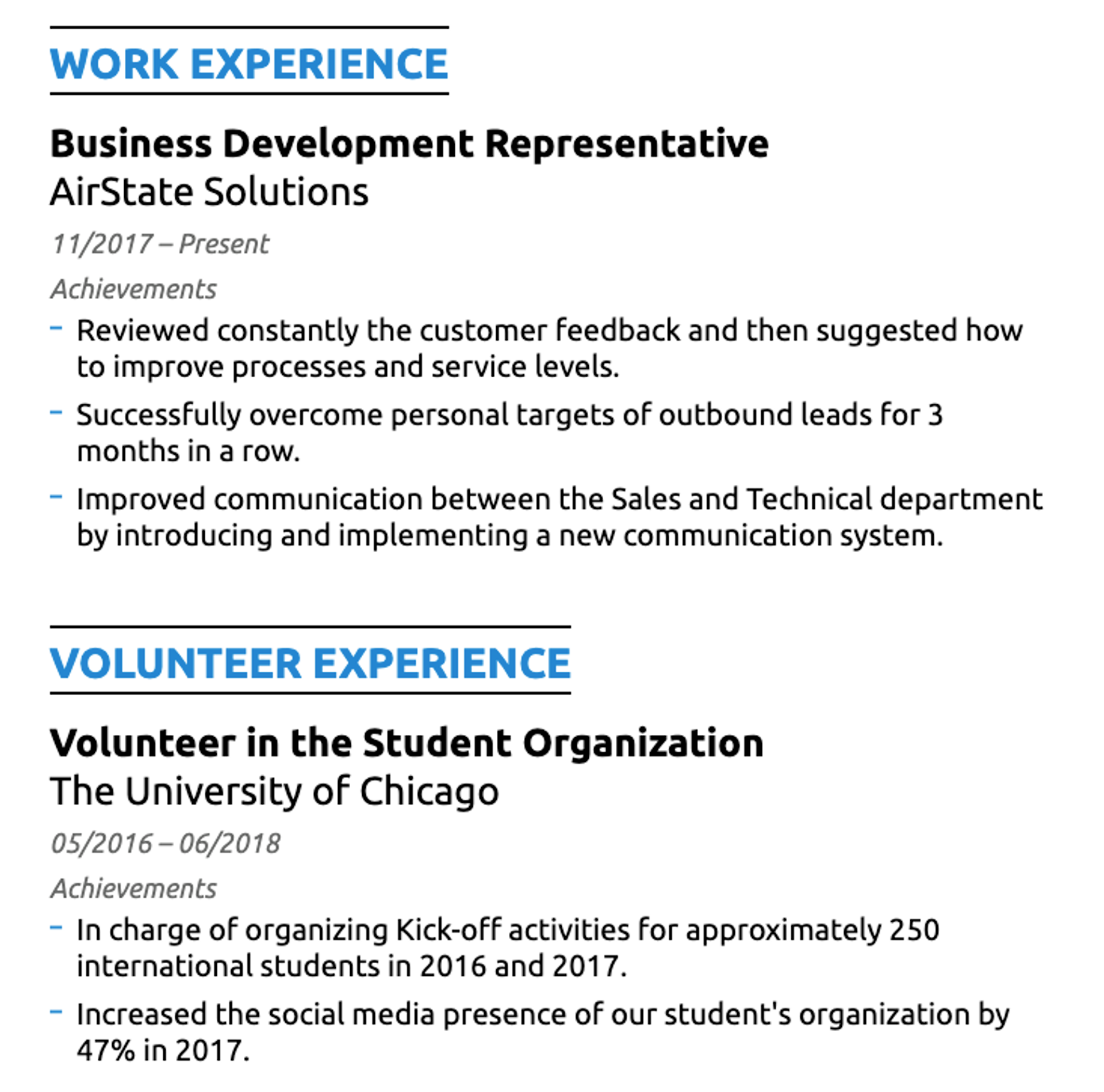 student resume drafts work experience on student