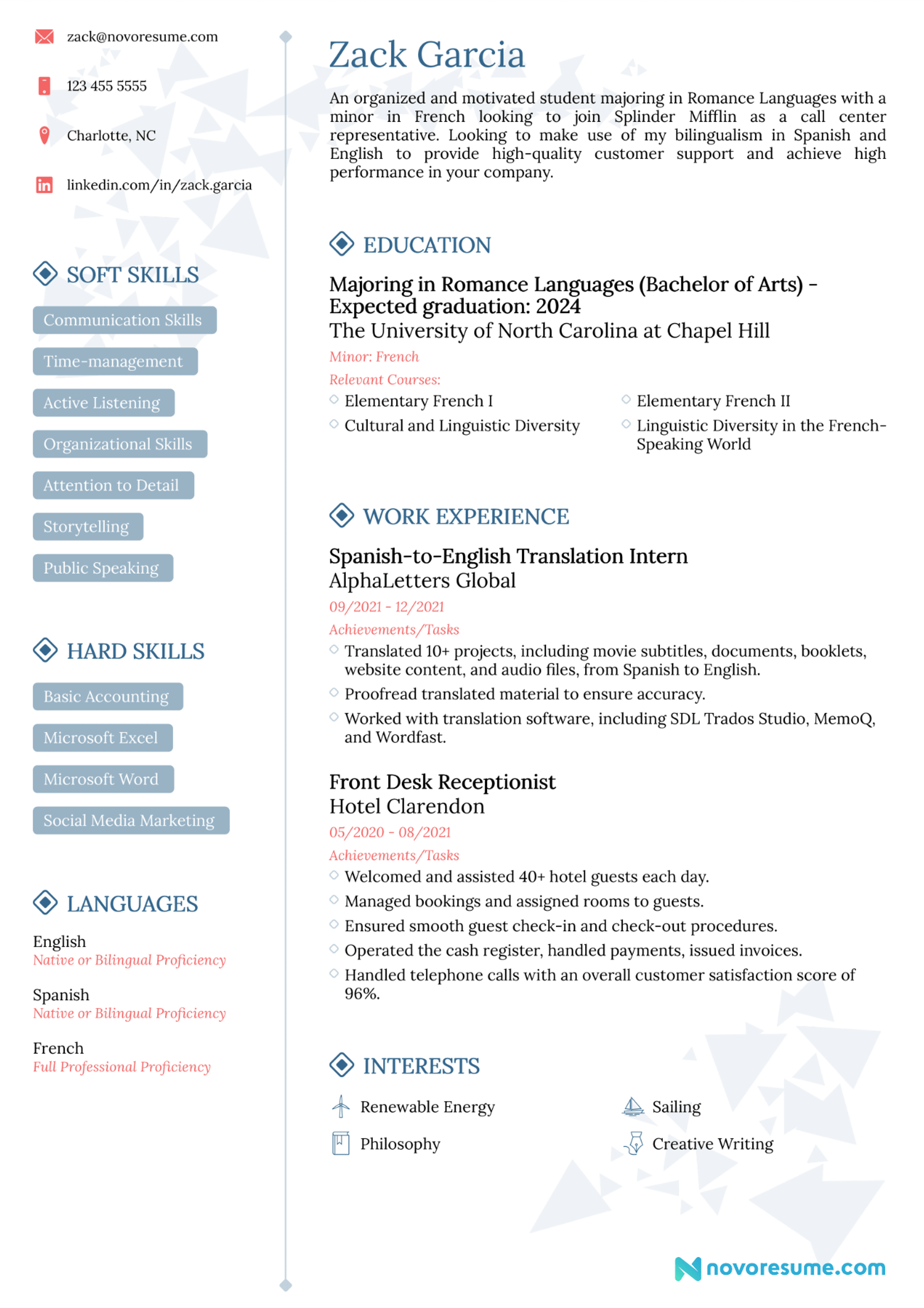 student resume templates drafts College Freshman