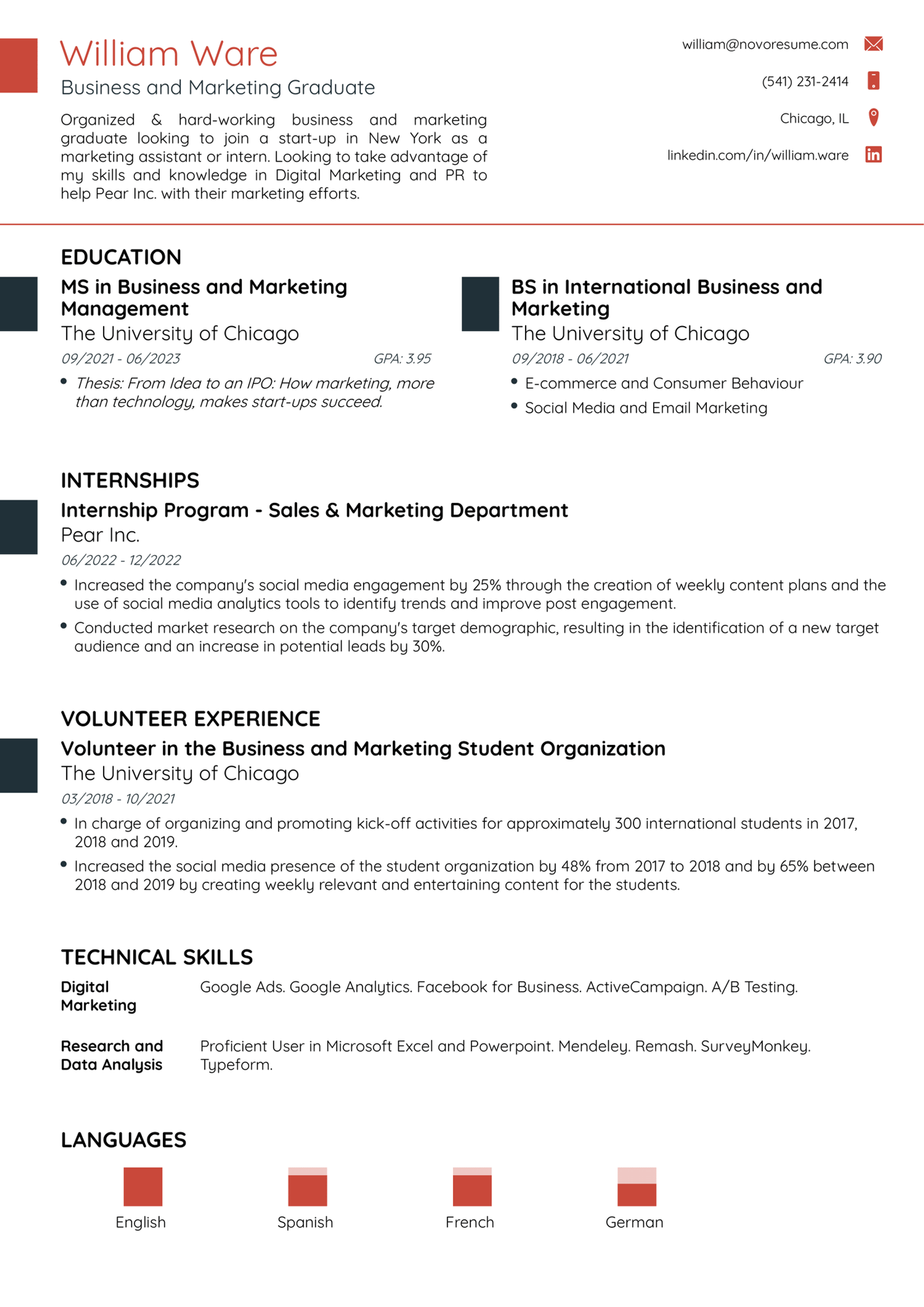 student resume templates drafts Internship