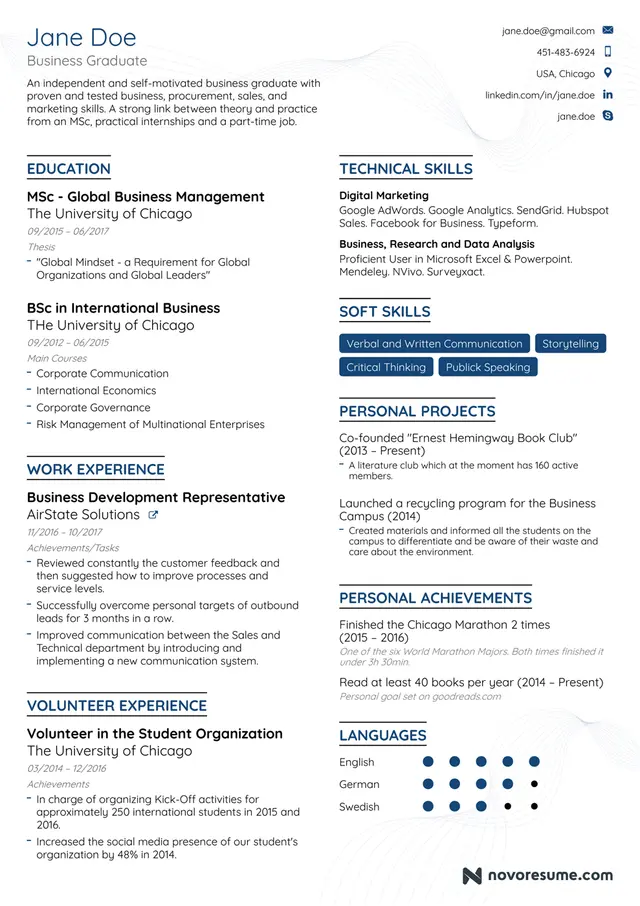 Graduate Resume Example for 2026 [Plus 10 Skills for Savvy Job-hunters]