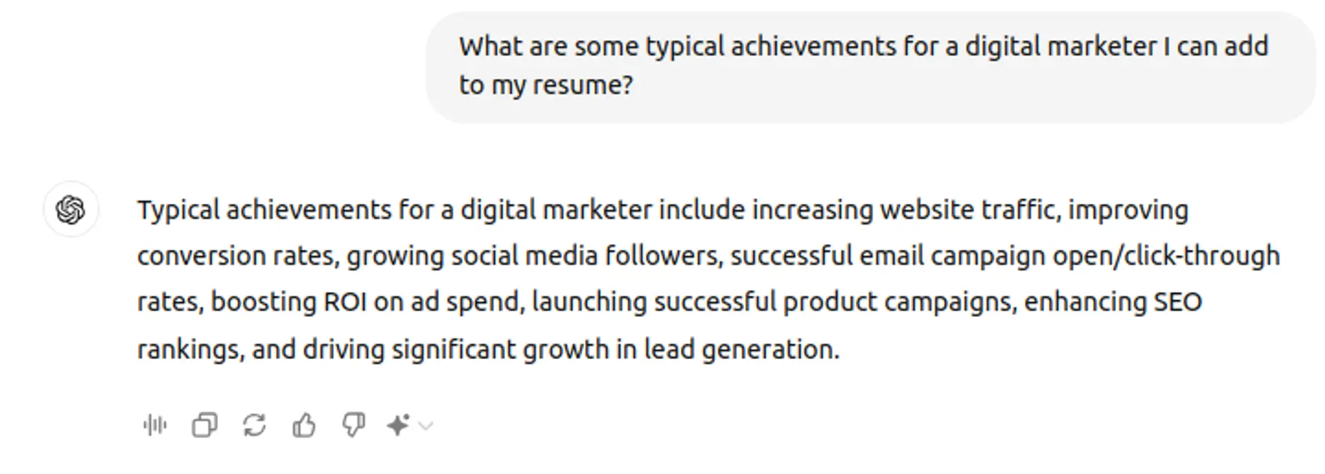 tailor resume to job with chatgpt drafts Achievement Prompt for