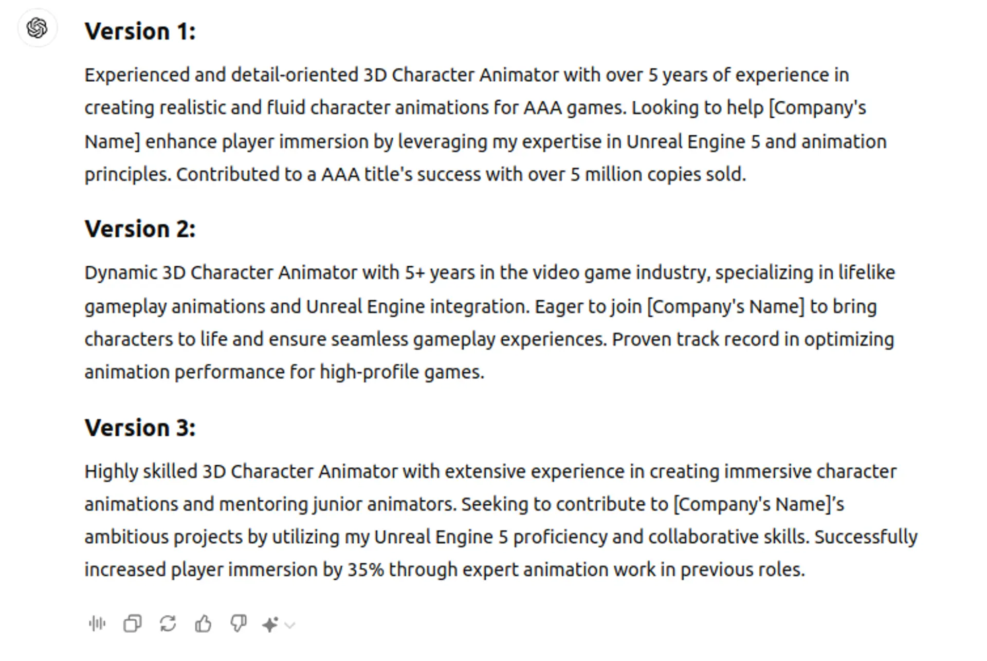 tailor resume to job with chatgpt drafts Resume Summary Prompt for ChatGPT for video game