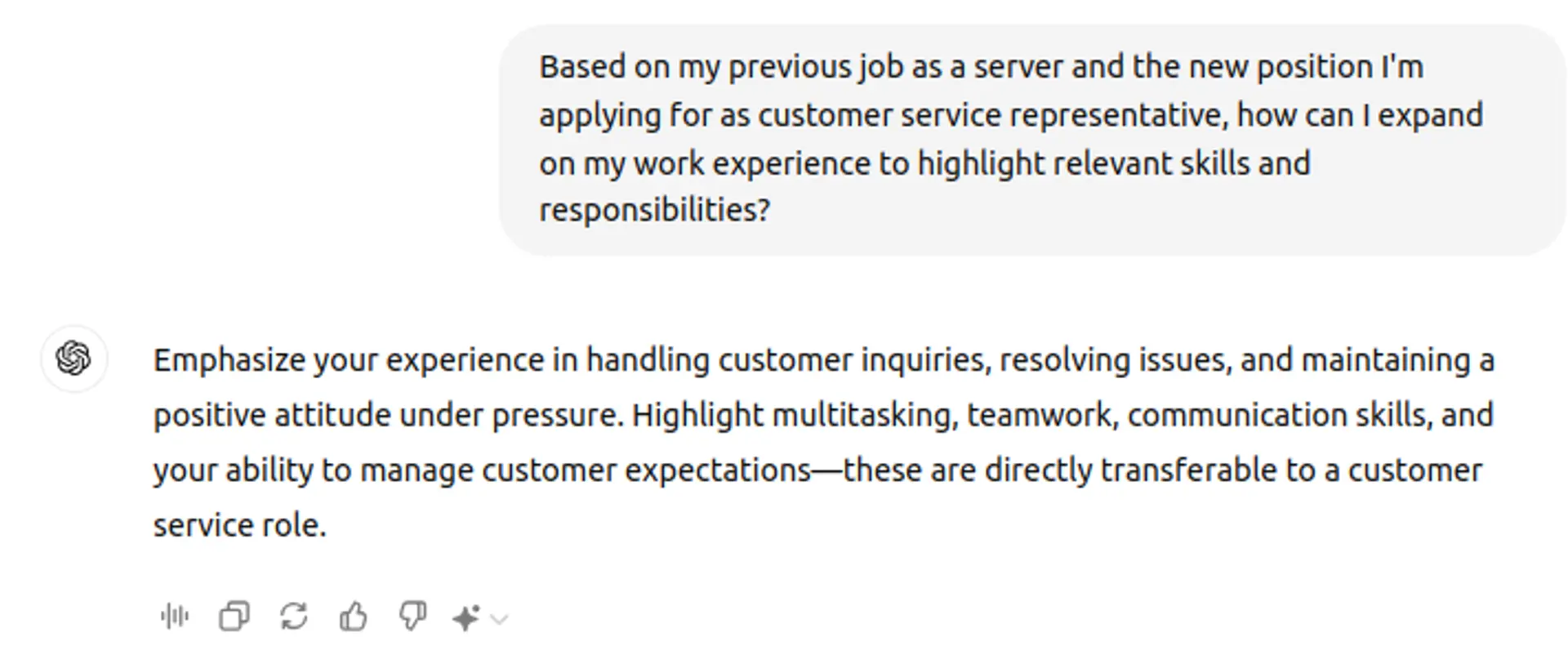 tailor resume to job with chatgpt drafts experience prompt for