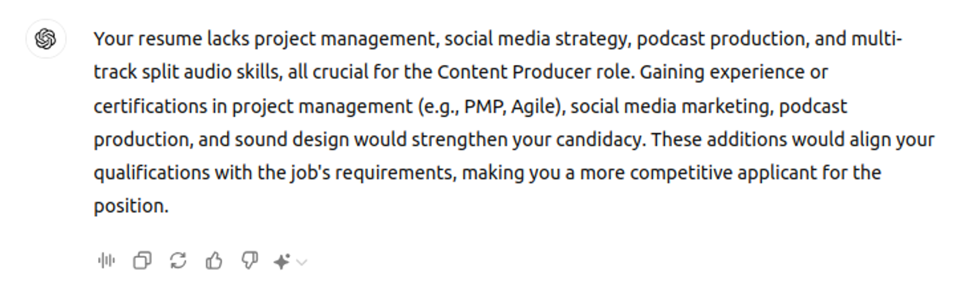 use chatgpt to review resume drafts chatgpt answer for video editor