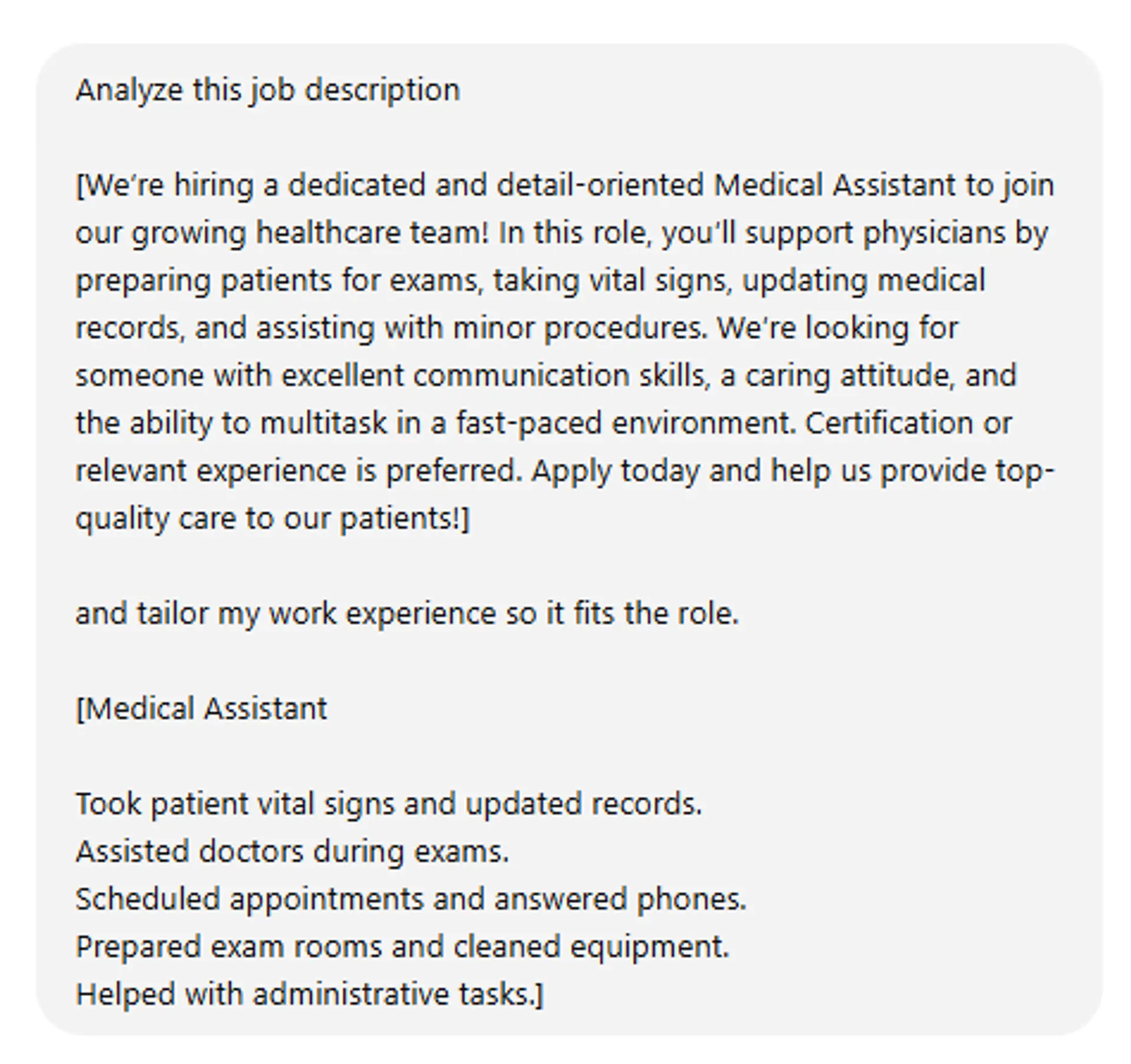 use chatgpt to upgrade resume drafts chat gpt analyze job